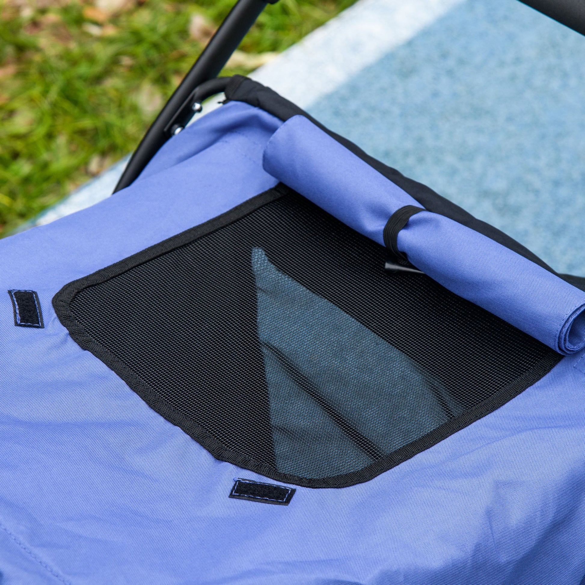 Large Dog Stroller Dog Pram Foldable Pet Pushchair with Safety Leashes for Medium, Large Dogs - Blue