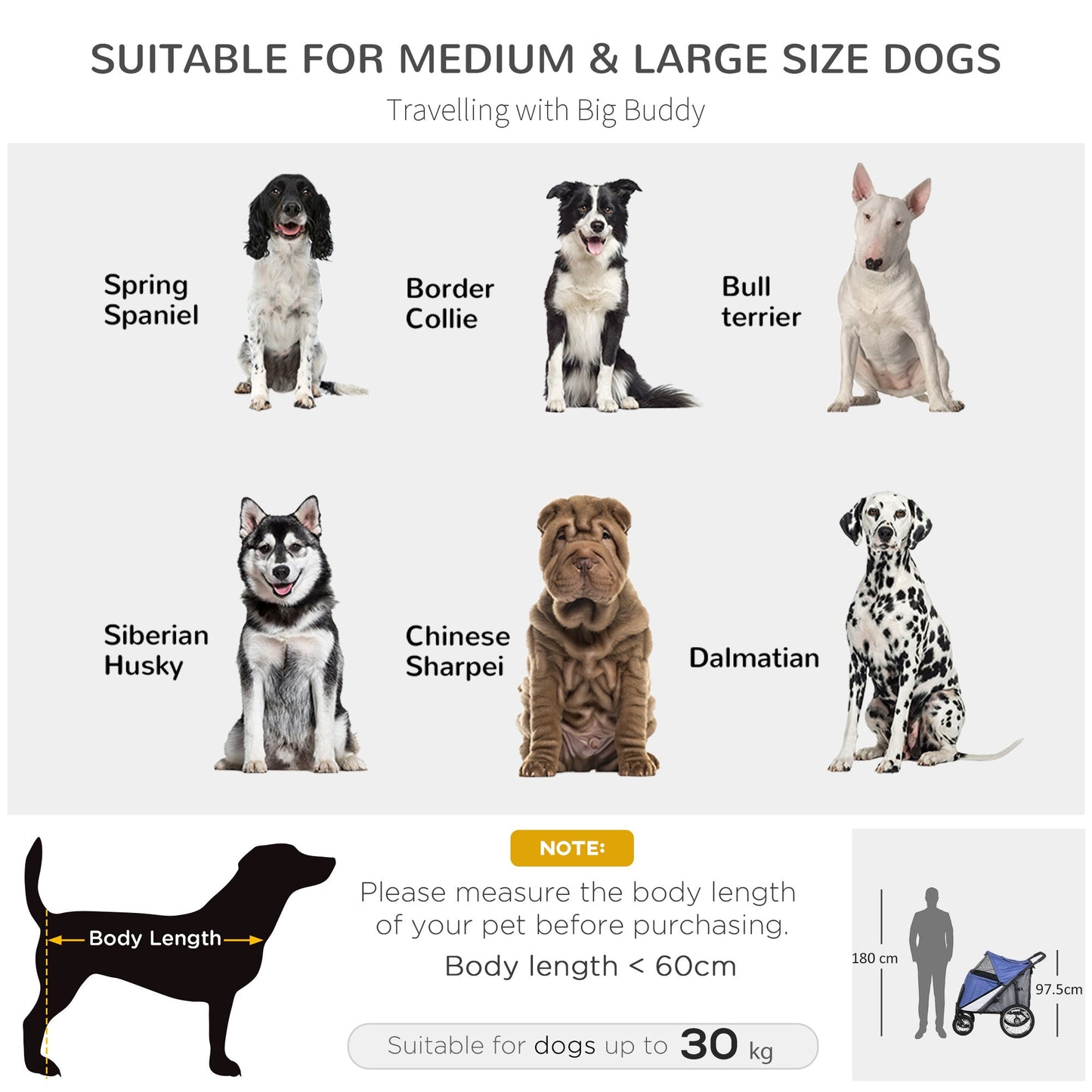 Large Dog Stroller Dog Pram Foldable Pet Pushchair with Safety Leashes for Medium, Large Dogs - Blue