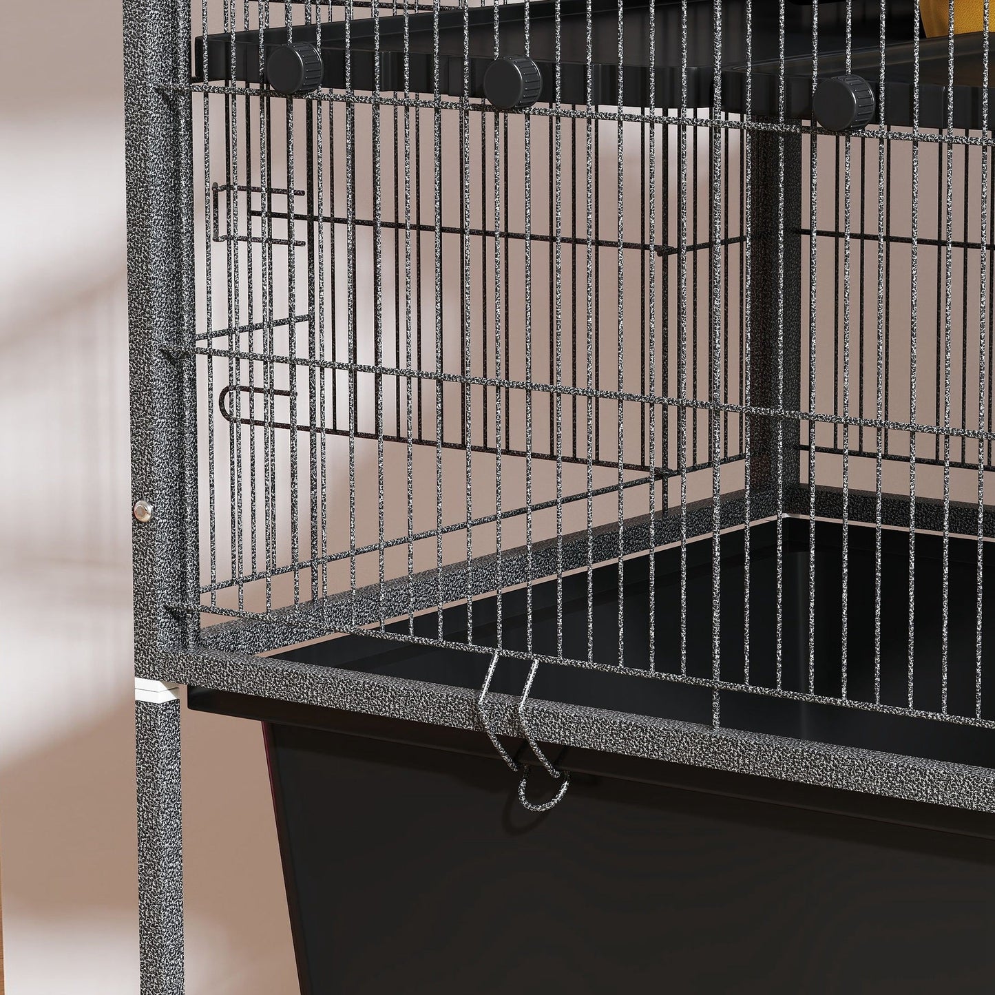 5 Levels Rabbit Cage, Rolling Rat Cage with Slide Out 16cm Deep Tray, Non Slip Cloth Covered Ramps, Hammock, for Bunny, Pet Mink, Chinchillas, Squirrel, 88 x 48 x 150.5cm, Dark Grey