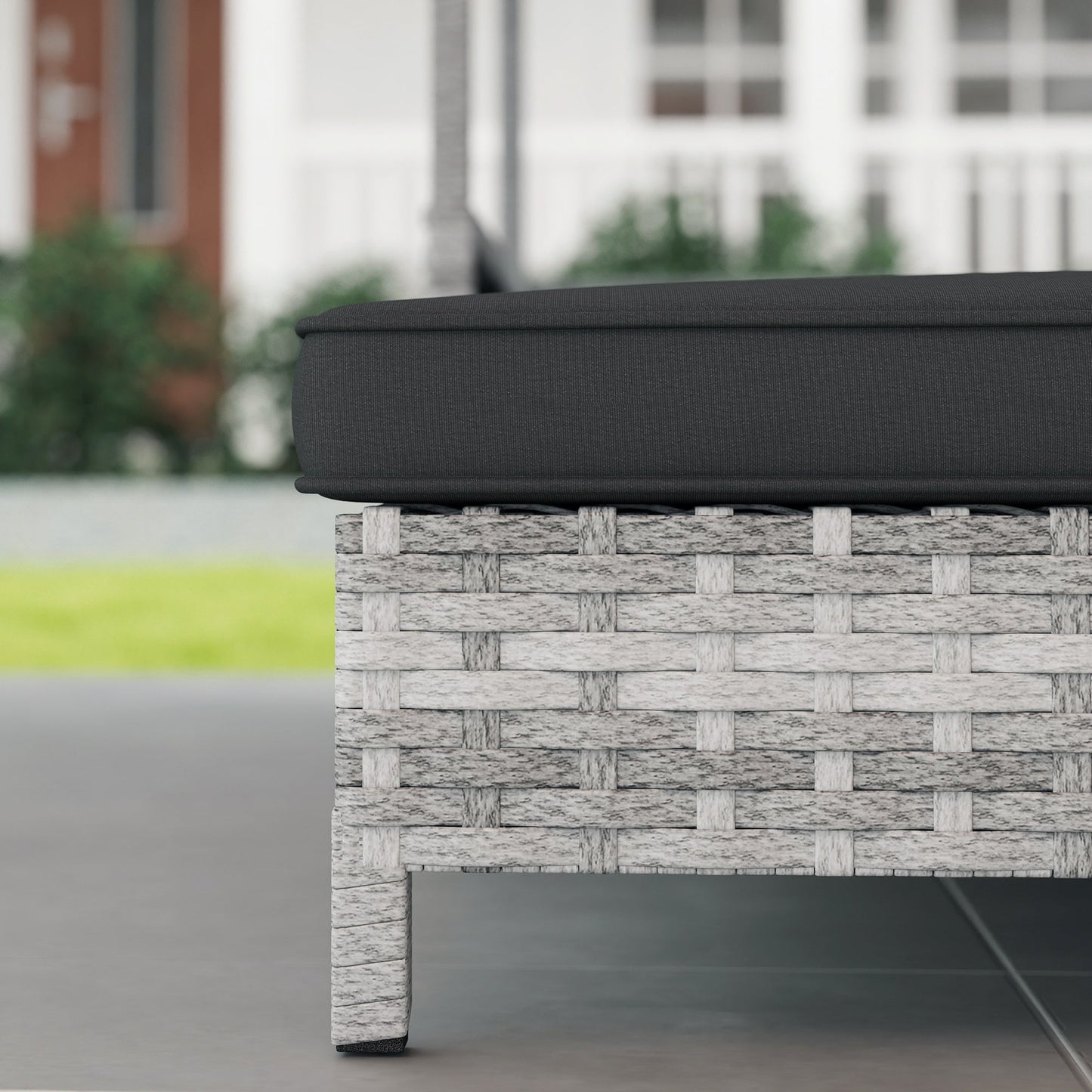 Rattan Dog House, Extendable Outdoor Wicker Dog Bed w/ Water-Resistant Roof, Removable Cushion, for Small and Medium Dogs - Charcoal Grey