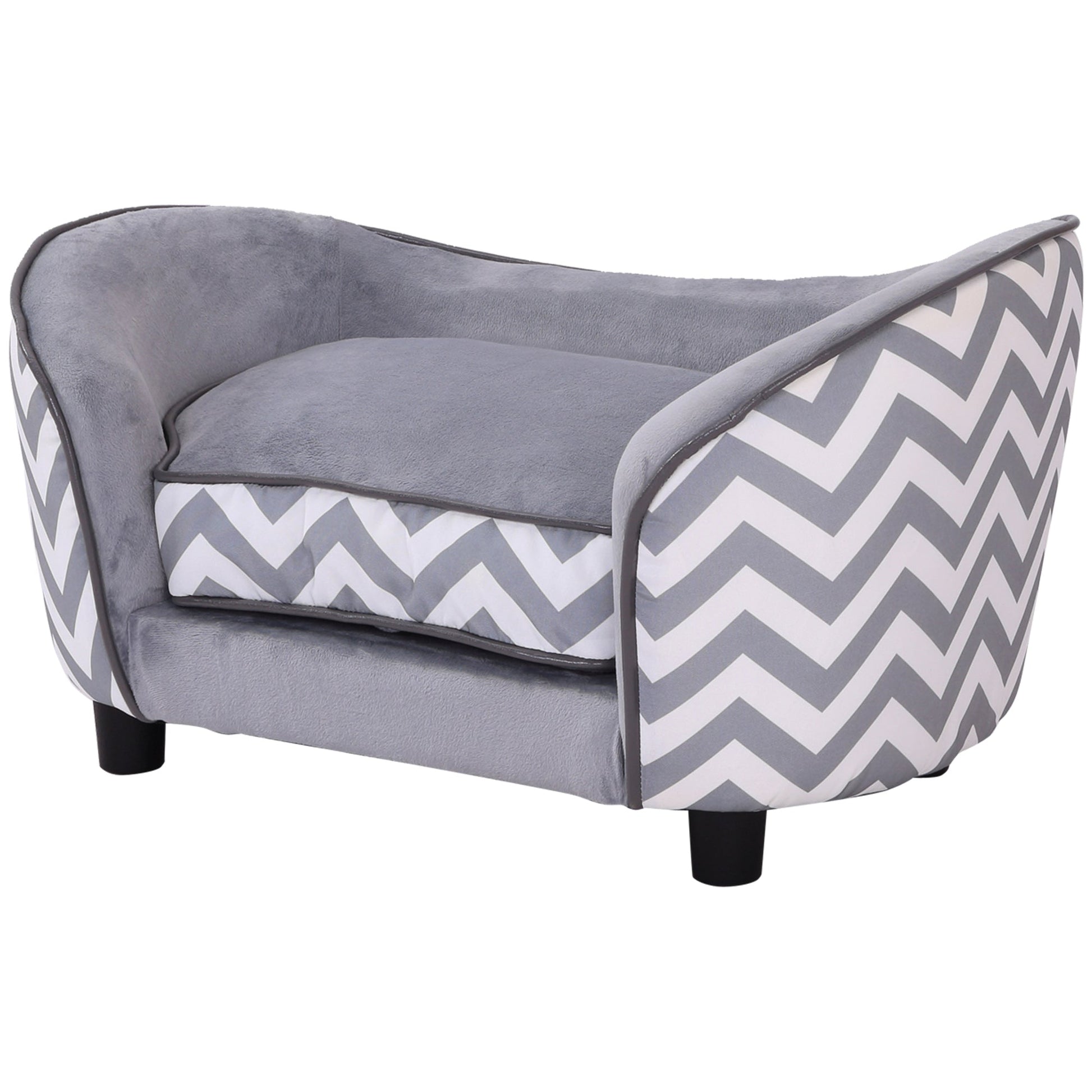 Dog Sofa for XS-Sized Dogs, Elevated Pet Bed with Removable Sponge Padded Cushion, Cat Couch Lounge with Washable Cover, Storage Bag, Grey
