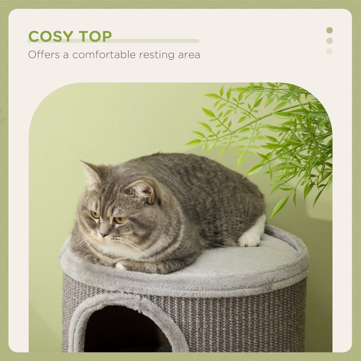 Cat Barrel Kitten Tree Tower for Indoor Cats, Cat Climbing Frame, Covered in Sisal, Cosy Platform - Light Grey