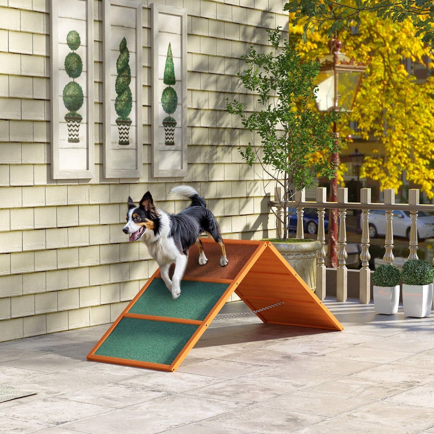 Dog Agility Equipment, Dog Playground Equipment with Non-slip Surface, A-frame, Agility Ramp for All Breeds, for Garden, Park, Puppy Obstacle Course, Orange