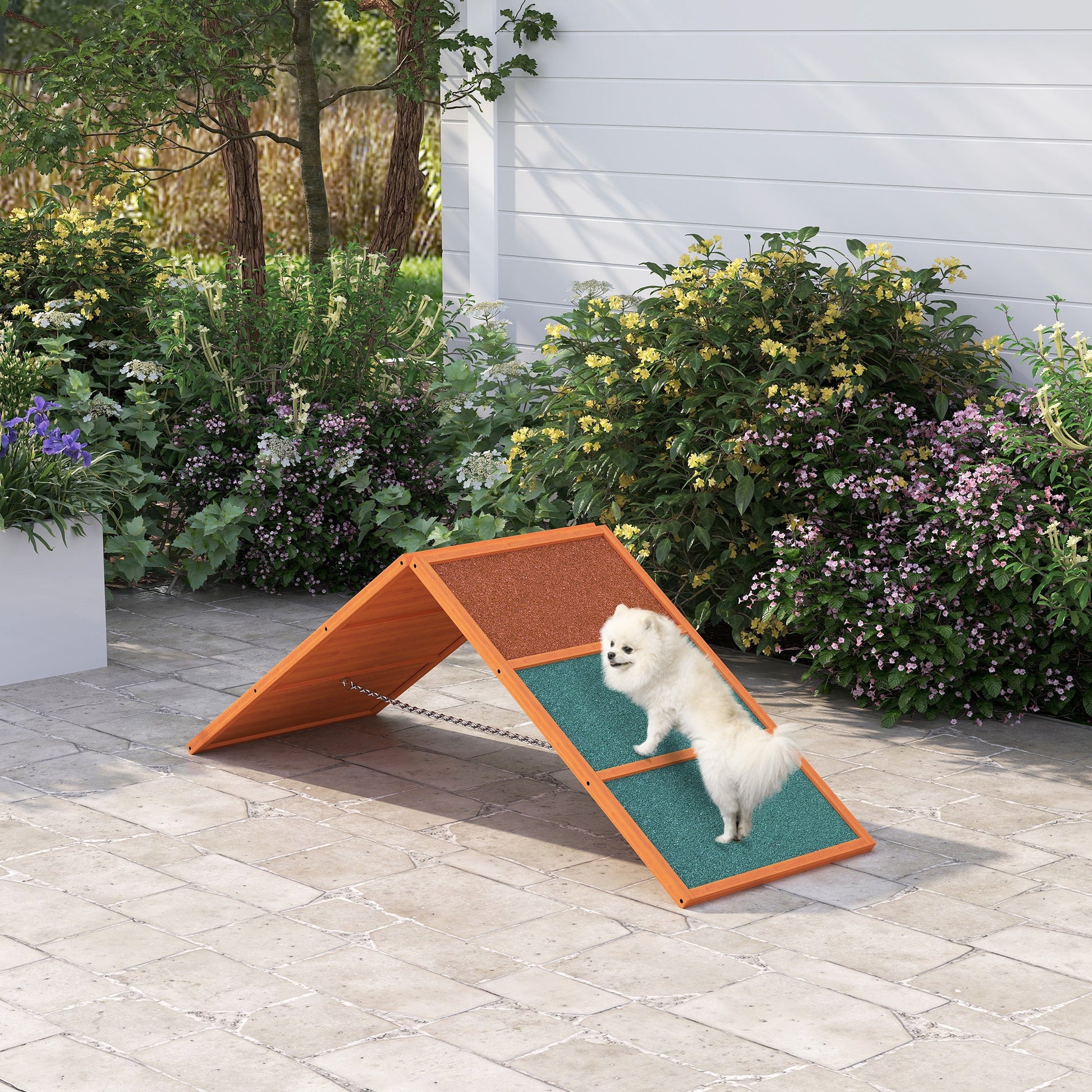 Dog Agility Equipment, Dog Playground Equipment with Non-slip Surface, A-frame, Agility Ramp for All Breeds, for Garden, Park, Puppy Obstacle Course, Orange