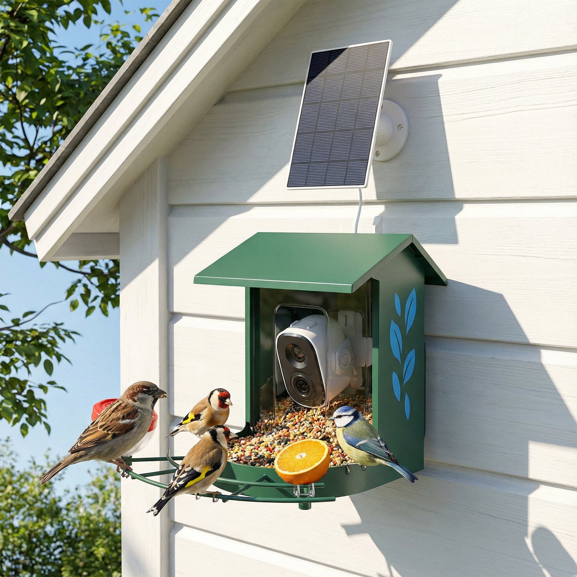 Bird Feeder with Camera, Smart Bird Feeder Camera AI Identifies 16,000+ Species, 2K HD Auto Capture Video, APP Instant Notifications, Hummingbird Feeding Add-ons, 3W Solar Panel, 32GB Card