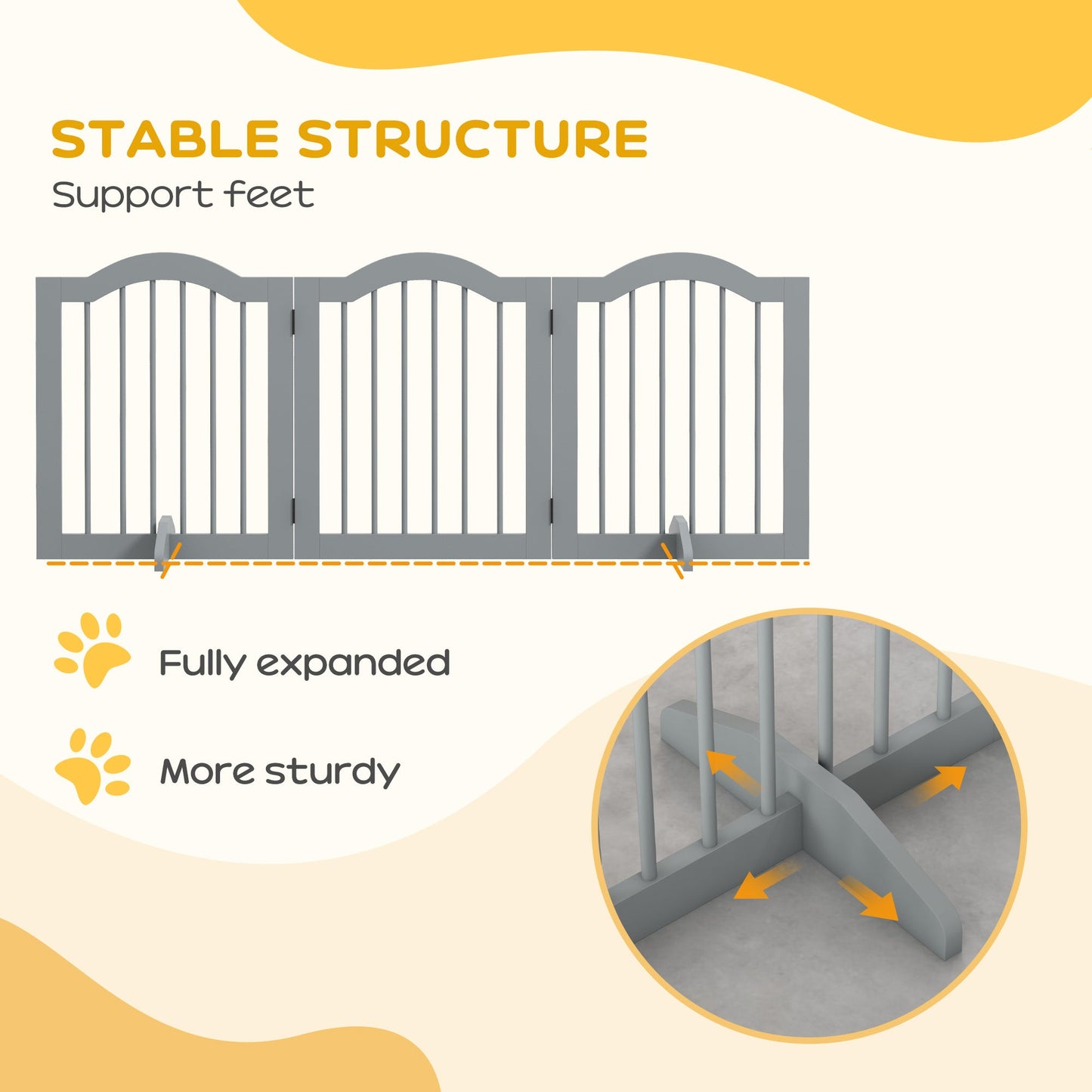Freestanding Pet Gate Wooden Dog Gate with Support Feet Foldable Pet Fence Safety Barrier for the House Doorway Stairs Light Grey