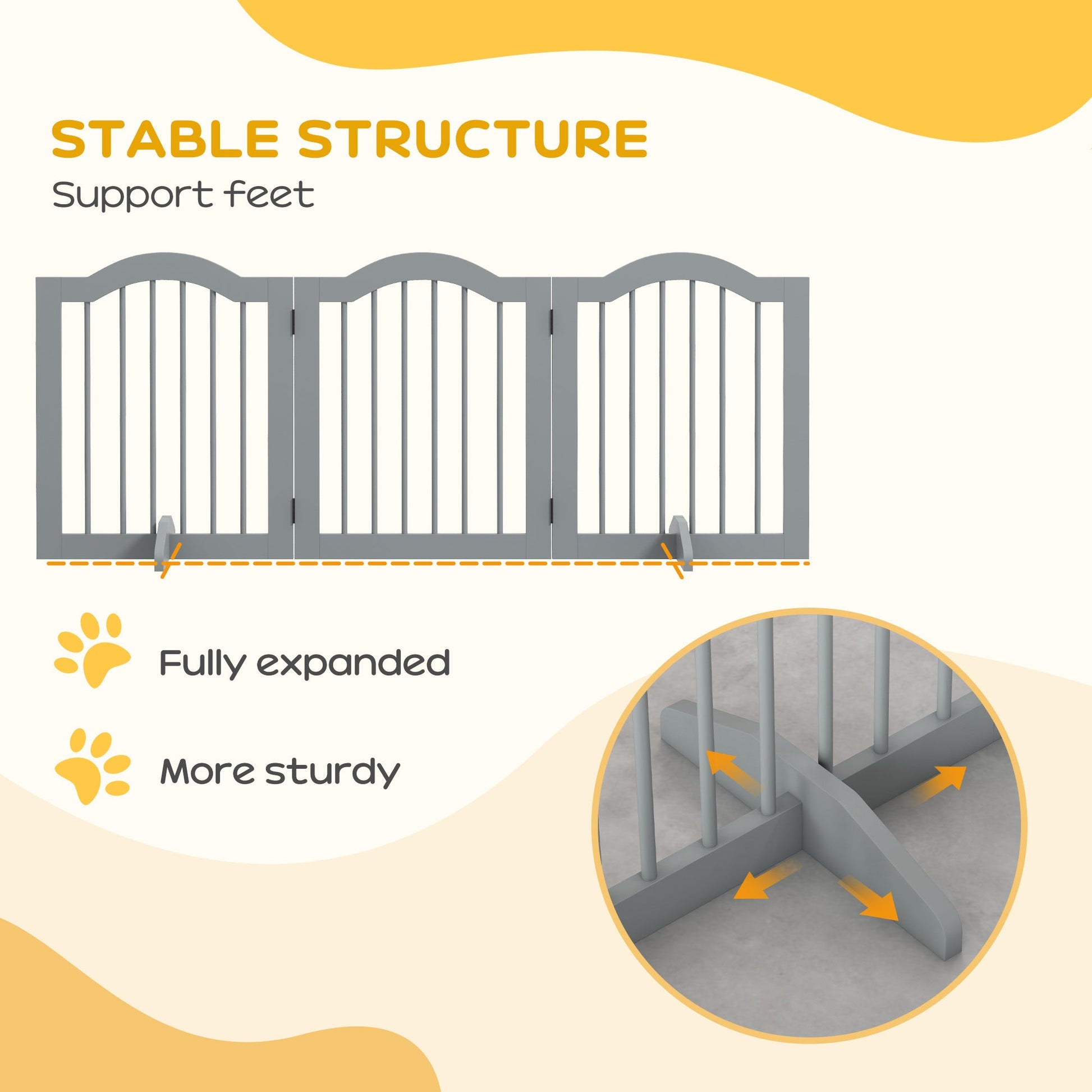 Freestanding Pet Gate Wooden Dog Gate with Support Feet Foldable Pet Fence Safety Barrier for the House Doorway Stairs Light Grey