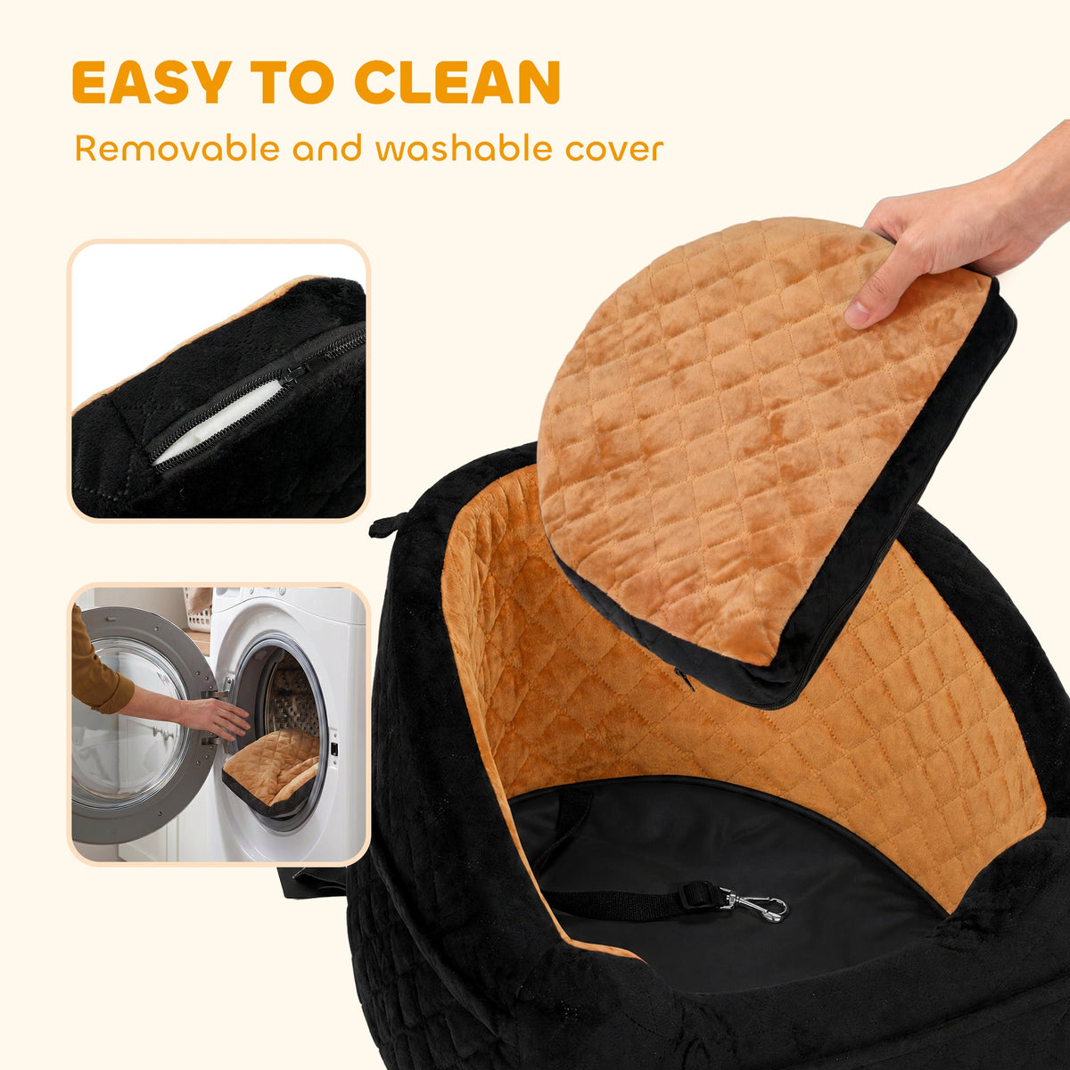 Dog Car Seat for Small Breeds Under 10kg, Dog Booster Seat Detachable Washable with Seat Belt, Thick Cushion, Portable Pet Travel Bed with Storage Pockets, Brown