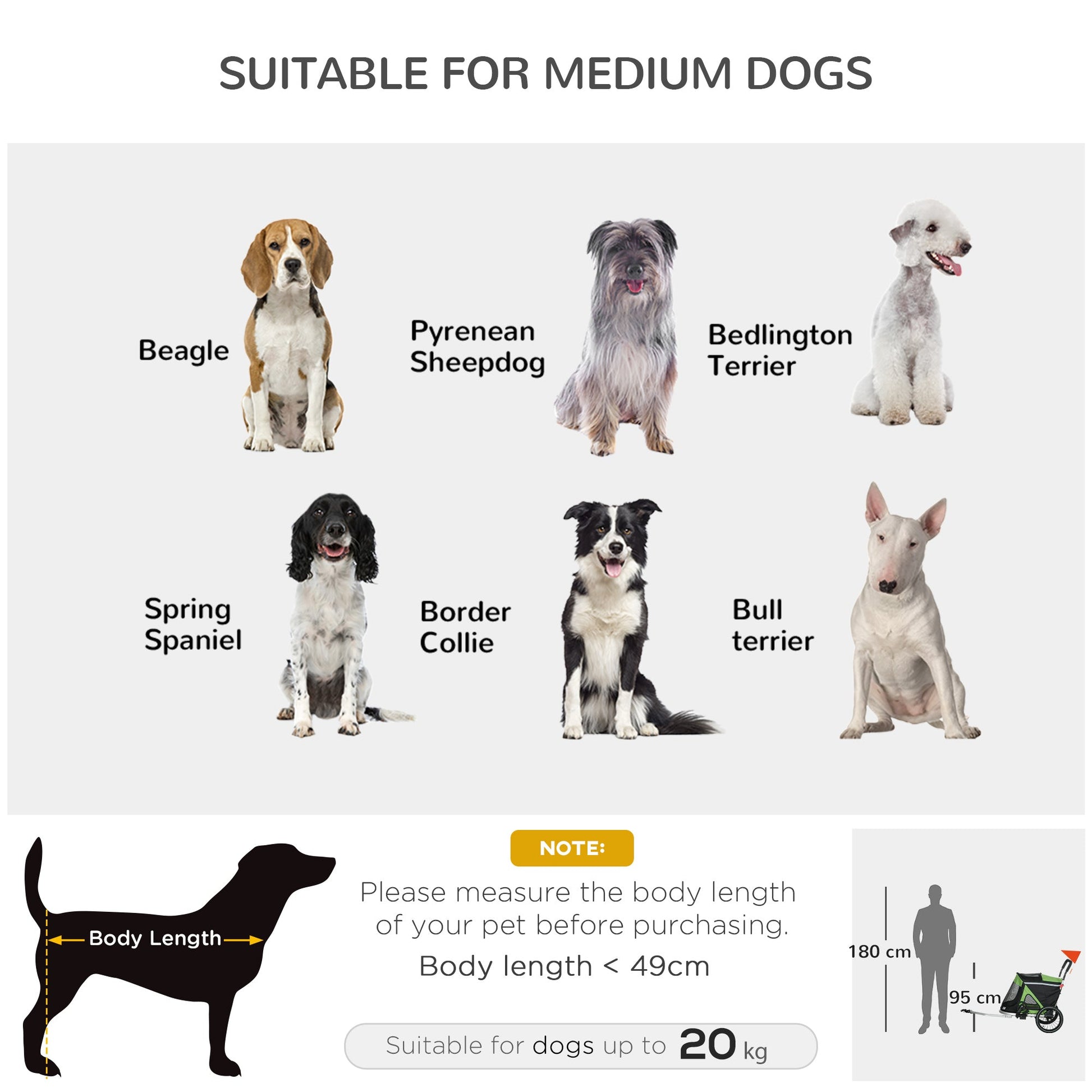 Dog Bike Trailer Dog Stroller 2 in 1 Foldable with Aluminium Frame, Quick-Release Wheels, Safety Leash, Anti-Slip Mat, Hitch Coupler, Reflectors, Flag, for Medium Dogs - Green