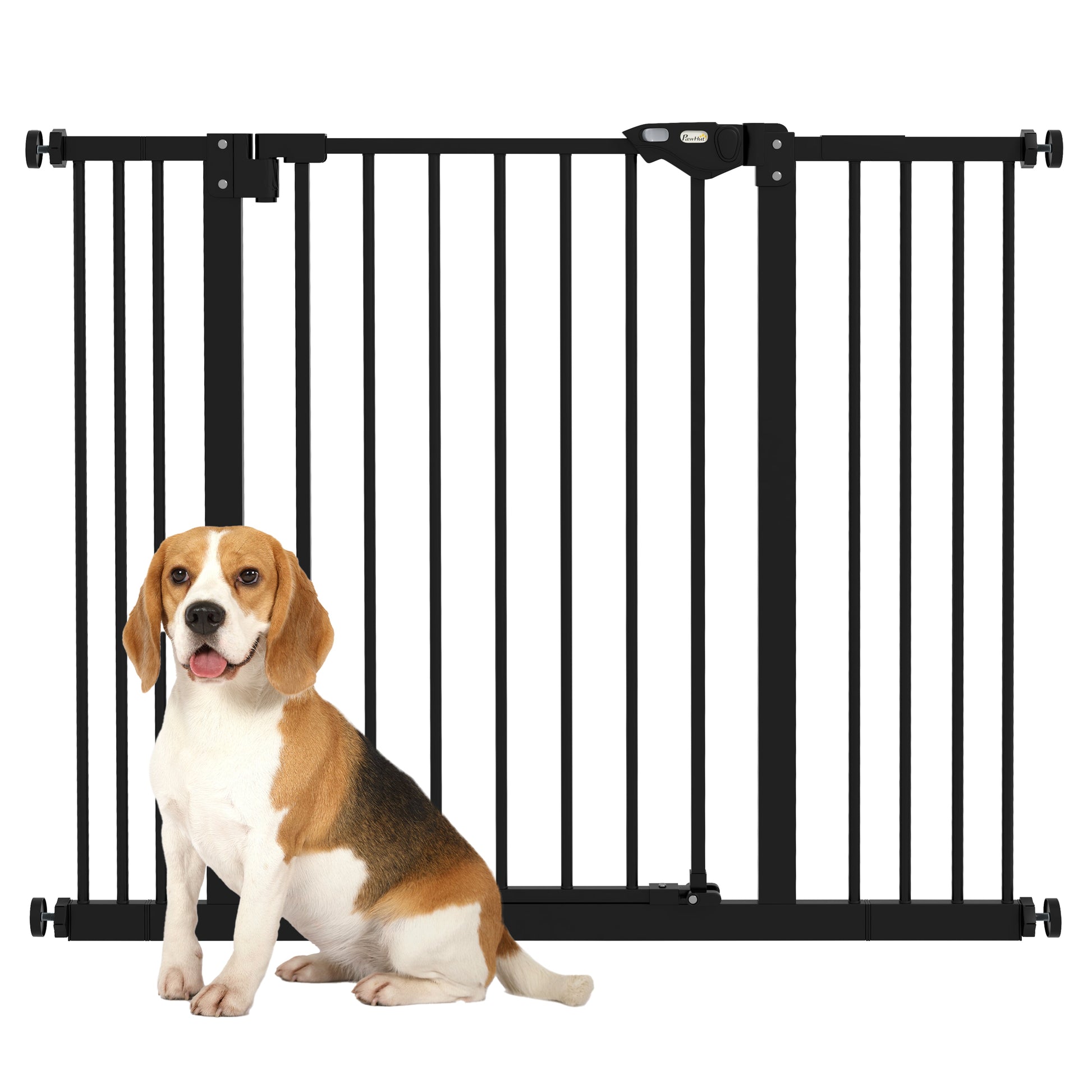 Dog Gate Stair Gate Pressure Fit Pets Barrier Auto Close for Doorway Hallway, 74-100cm Wide Adjustable, Black