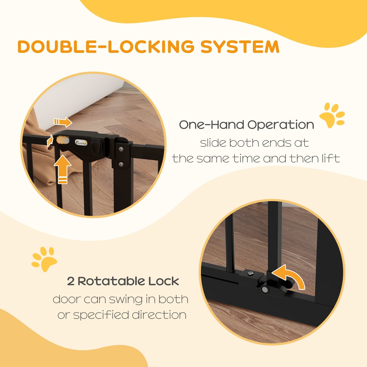 Dog Gate Stair Gate Pressure Fit Pets Barrier Auto Close for Doorway Hallway, 74-100cm Wide Adjustable, Black