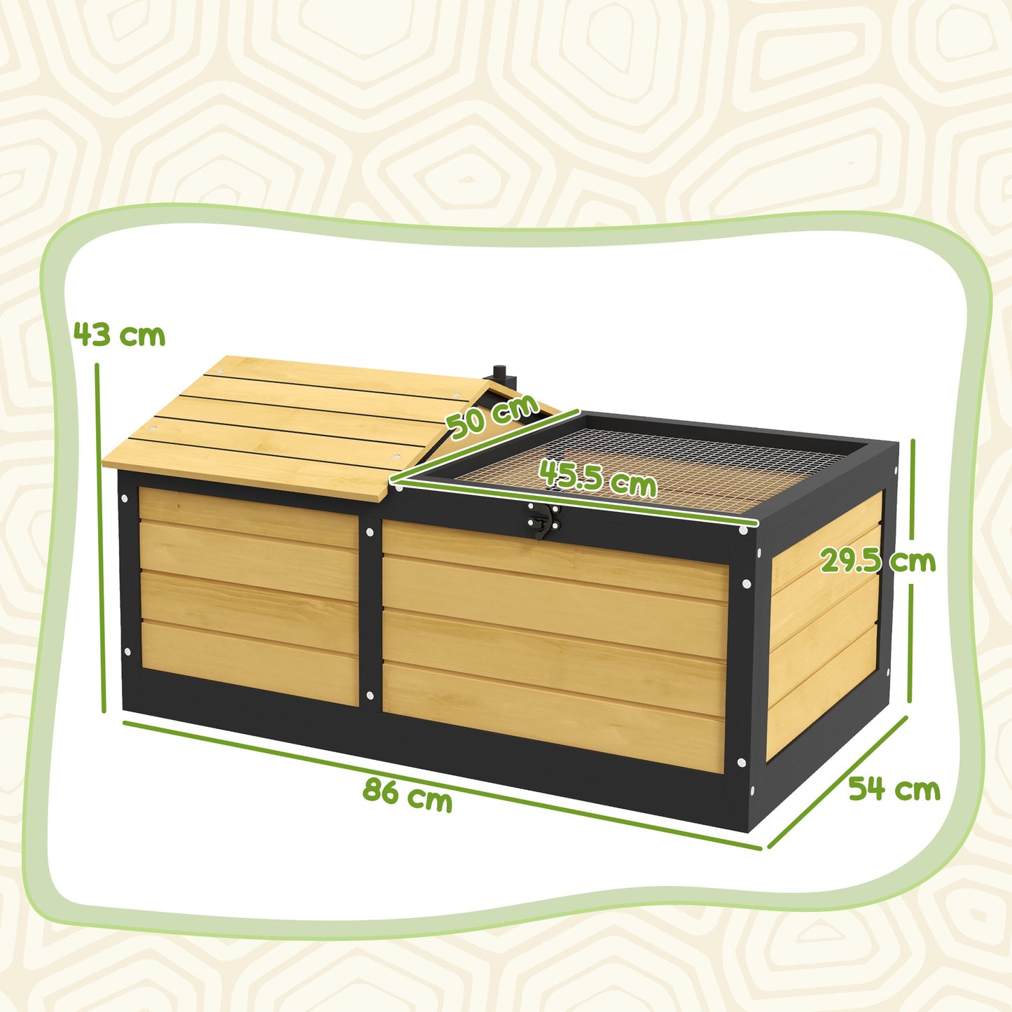 Wooden Tortoise House Tortoise Table with Hide Shelter Run, Openable Top, Tray, Yellow