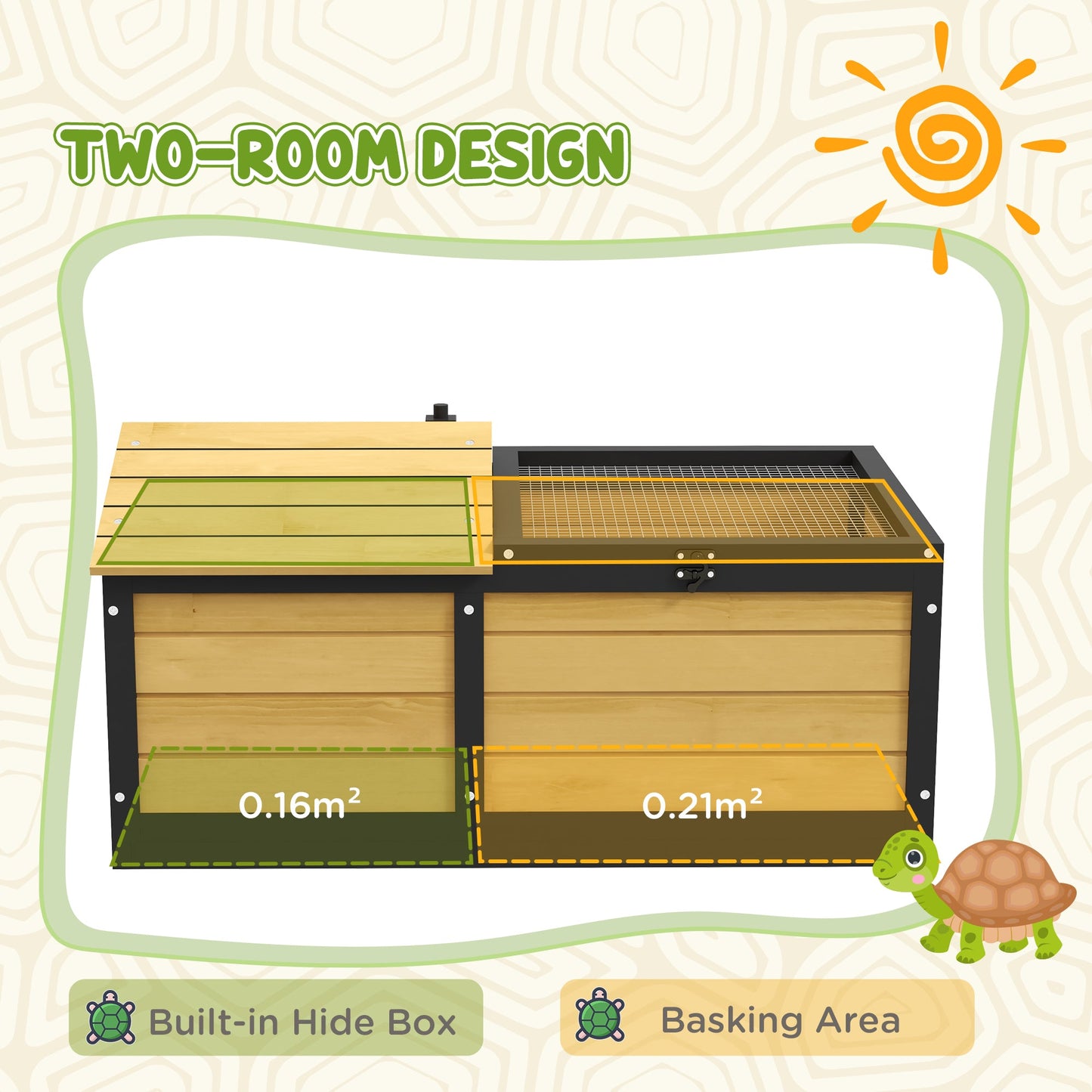 Wooden Tortoise House Tortoise Table with Hide Shelter Run, Openable Top, Tray, Yellow