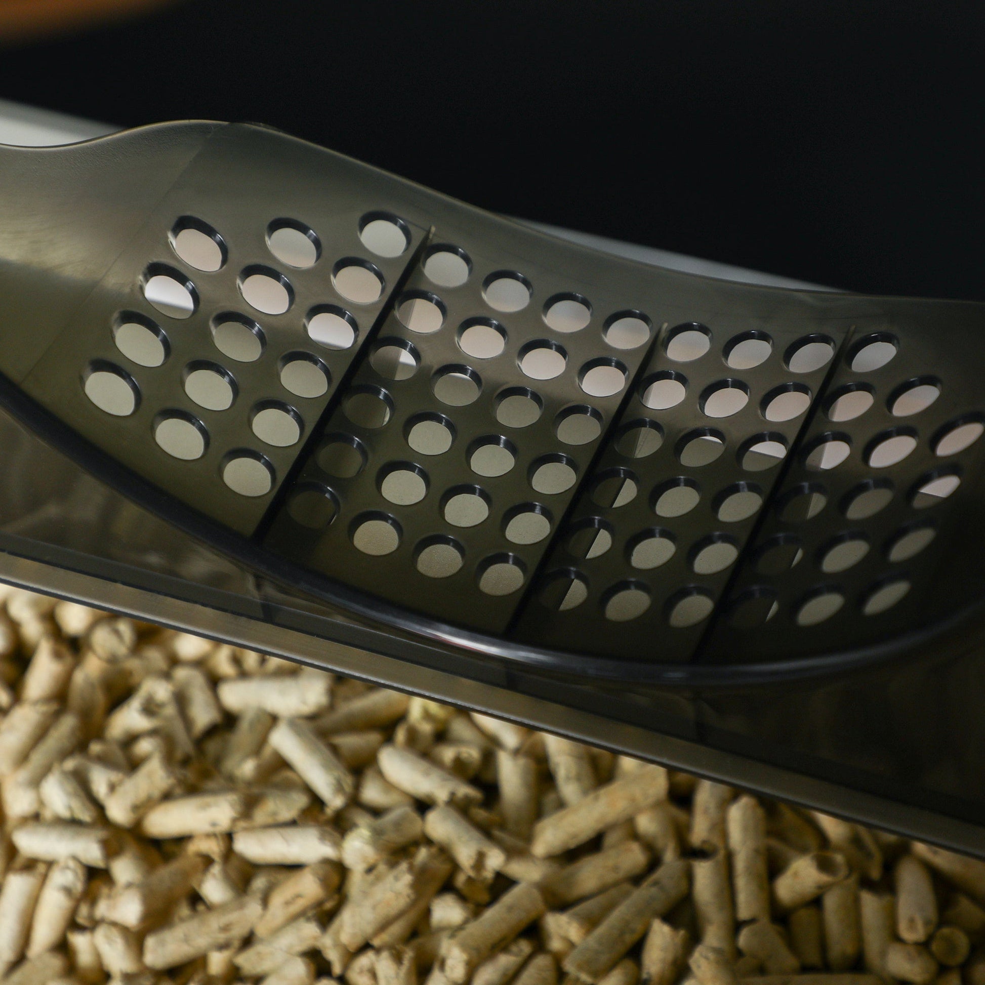 Hooded Cat Litter Tray with Scoop, Cat Litter Box with Drawer Pan, Handle, Deodorants, Hut Design, Front Entrance, 47 x 45 x 42cm - Grey