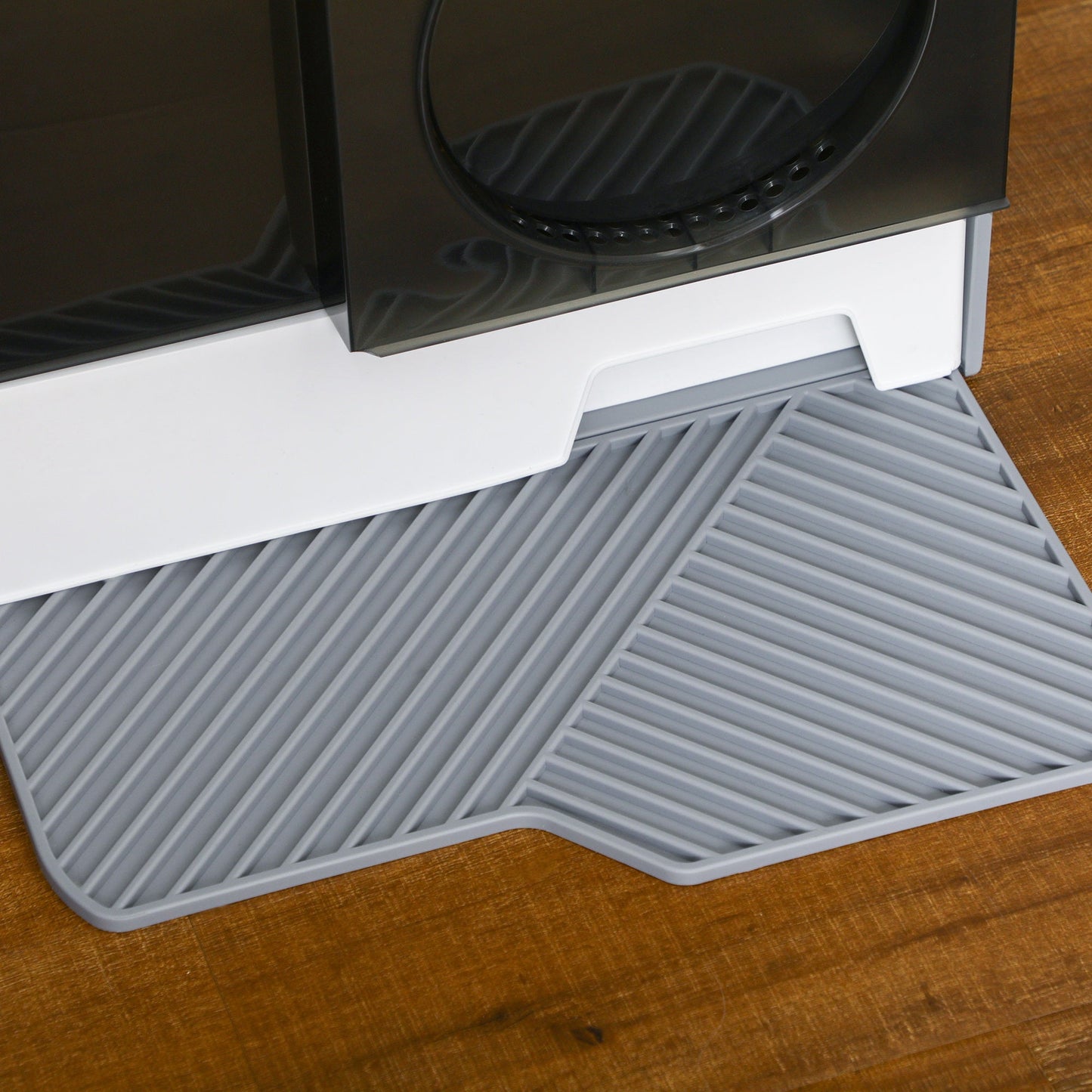 Hooded Cat Litter Tray with Scoop, Cat Litter Box with Drawer Pan, Handle, Deodorants, Hut Design, Front Entrance, 47 x 45 x 42cm - Grey