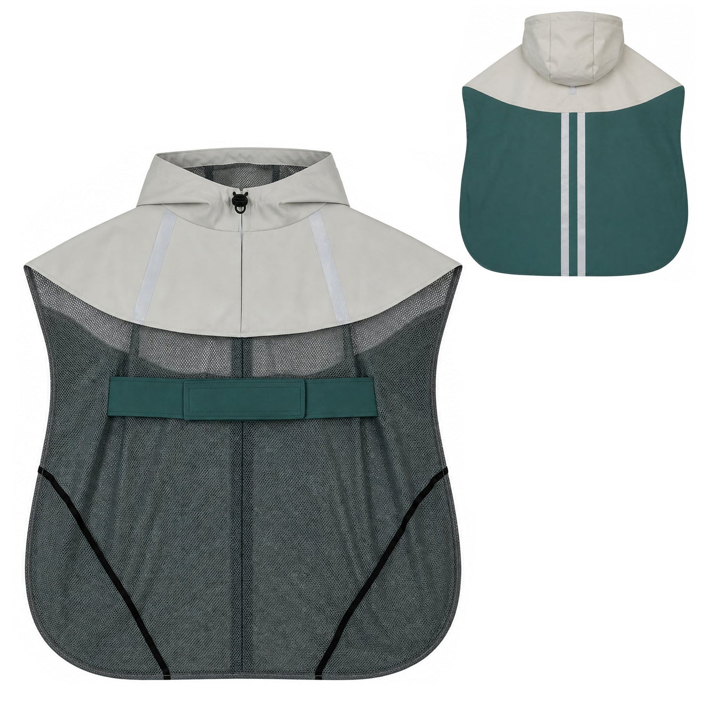 Dog Raincoat with Hood, Waterproof & Breathable Rain Jacket with Reflective Strips and Leash Hole, Adjustable Poncho for Medium Dogs, 15-20 KG Available, Green, M