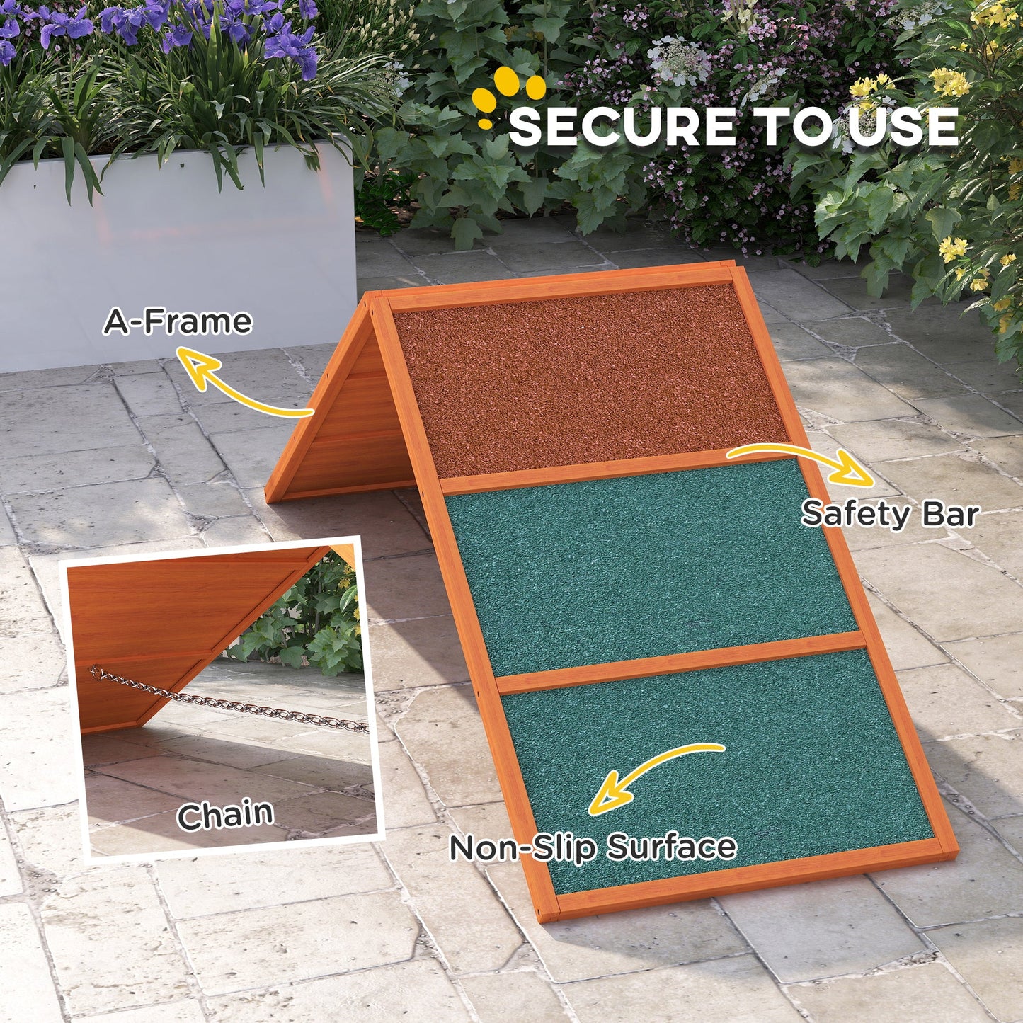 Dog Agility Equipment, Dog Playground Equipment with Non-slip Surface, A-frame, Agility Ramp for All Breeds, for Garden, Park, Puppy Obstacle Course, Orange
