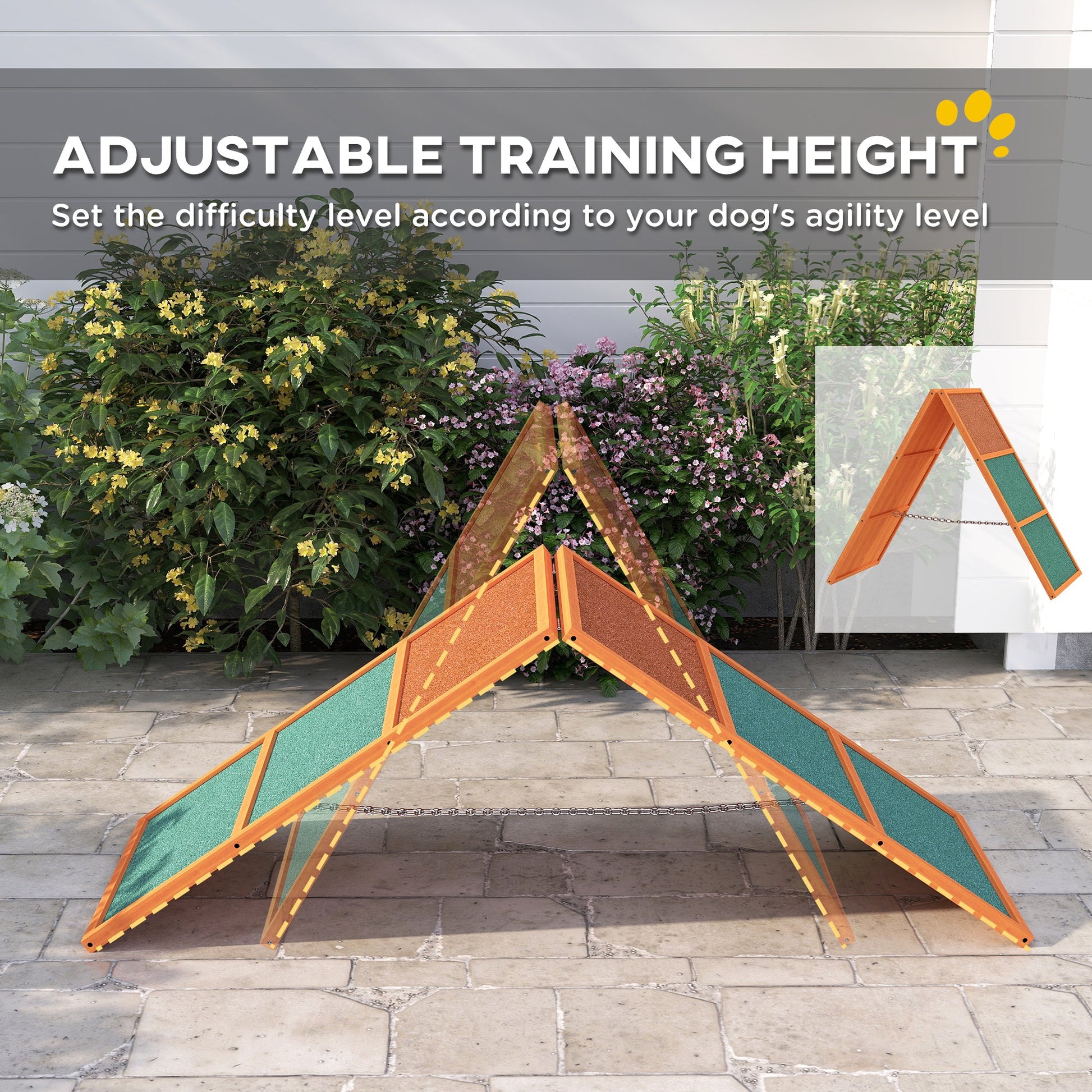 Dog Agility Equipment, Dog Playground Equipment with Non-slip Surface, A-frame, Agility Ramp for All Breeds, for Garden, Park, Puppy Obstacle Course, Orange