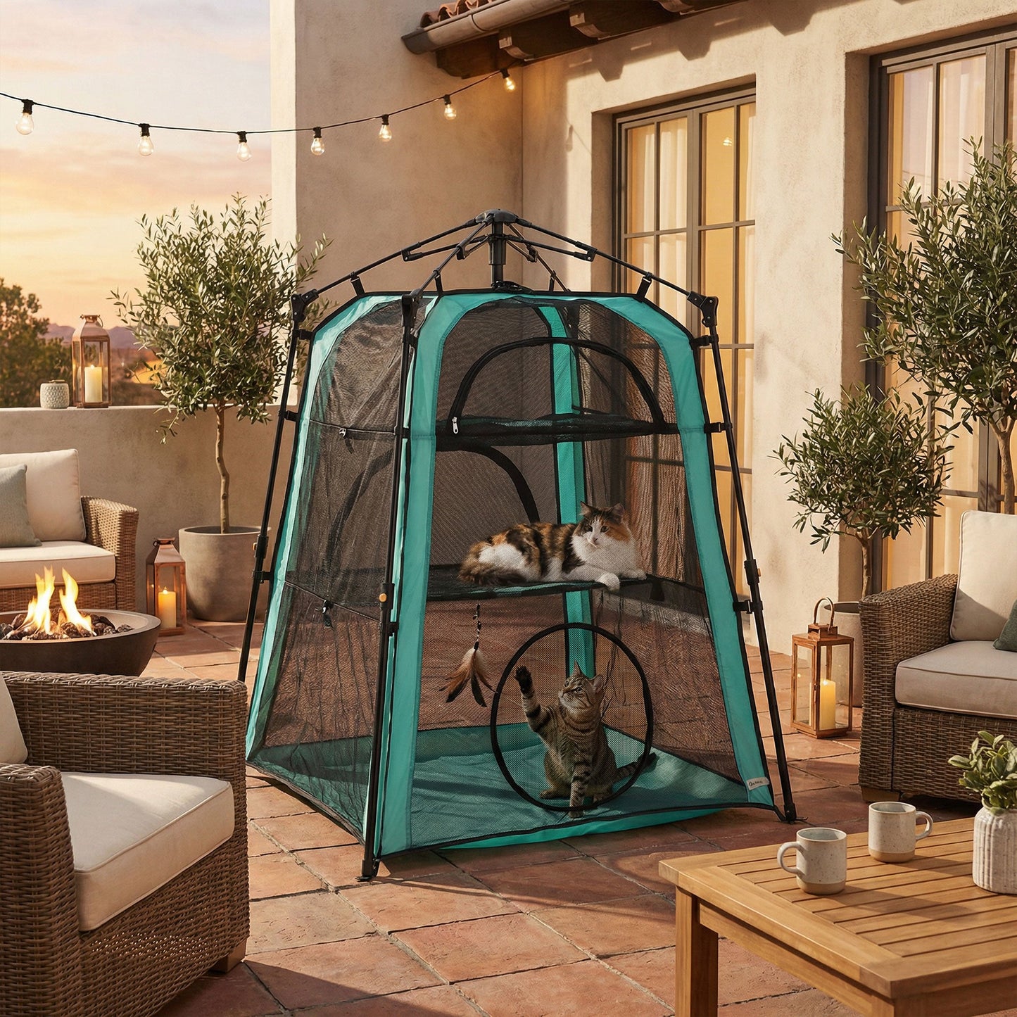 Catio, Outdoor Indoor Cat Enclosure Extra Large, Spacious Cat Tower Tents Playpen with Breathable Mesh, Carry Bag and Stakes, for Outside, Patios, Camping, Indoor Use