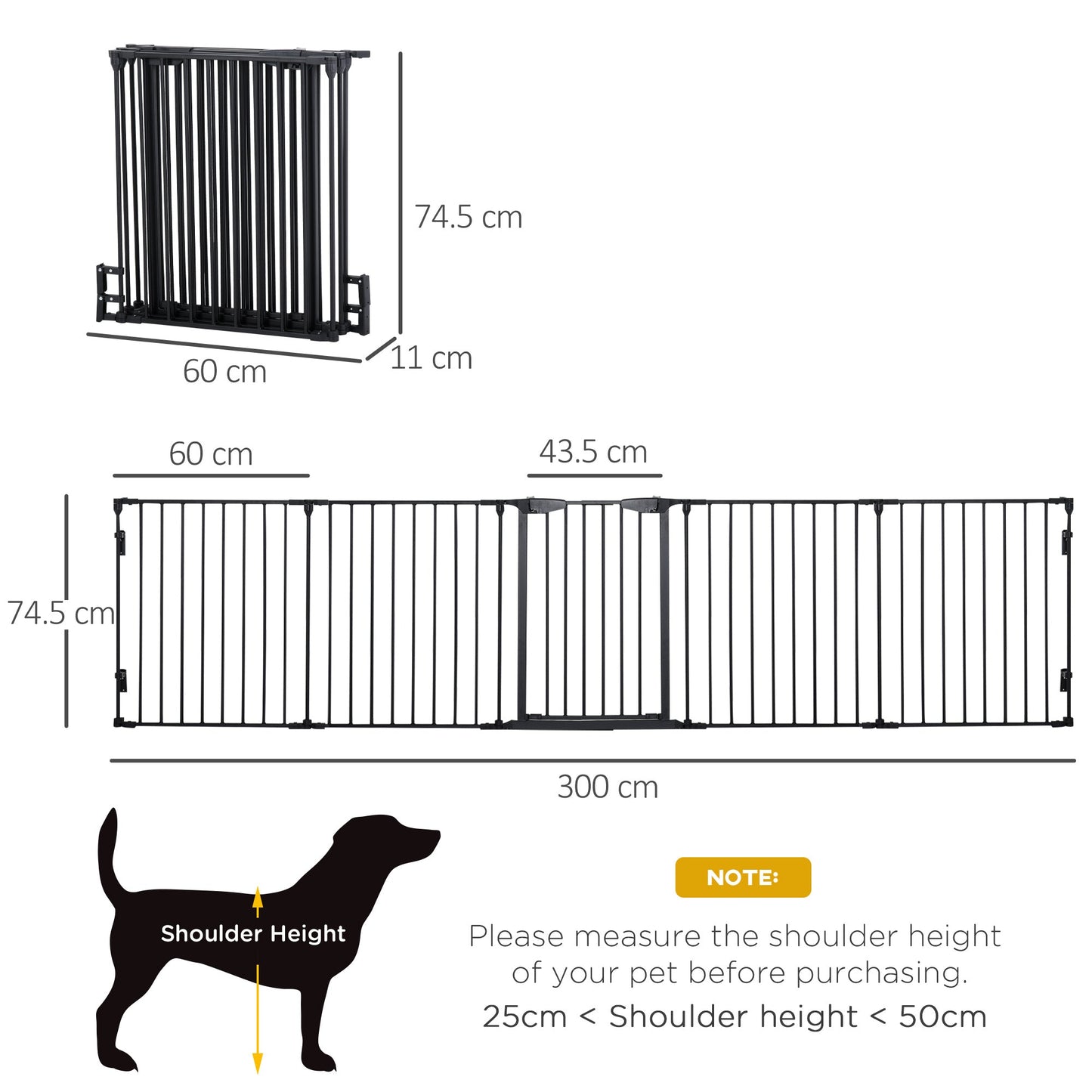 Pet Safety Gate, 5 Panels Playpen Fireplace, Metal Fence, Stair Barrier, Room Divider w/ Walk-Through Door - Black