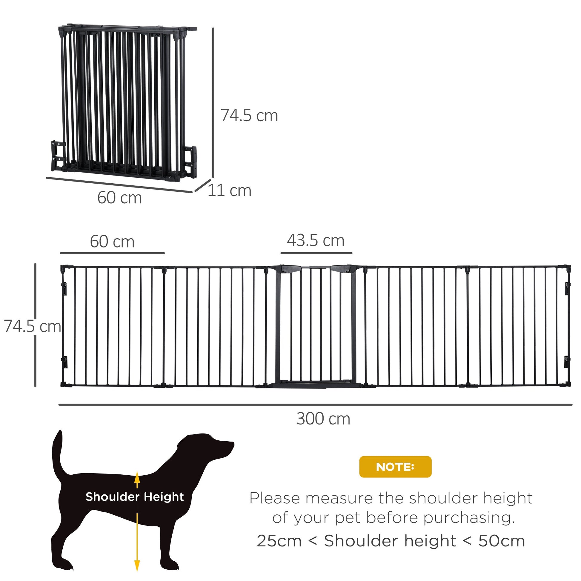 Pet Safety Gate, 5 Panels Playpen Fireplace, Metal Fence, Stair Barrier, Room Divider w/ Walk-Through Door - Black