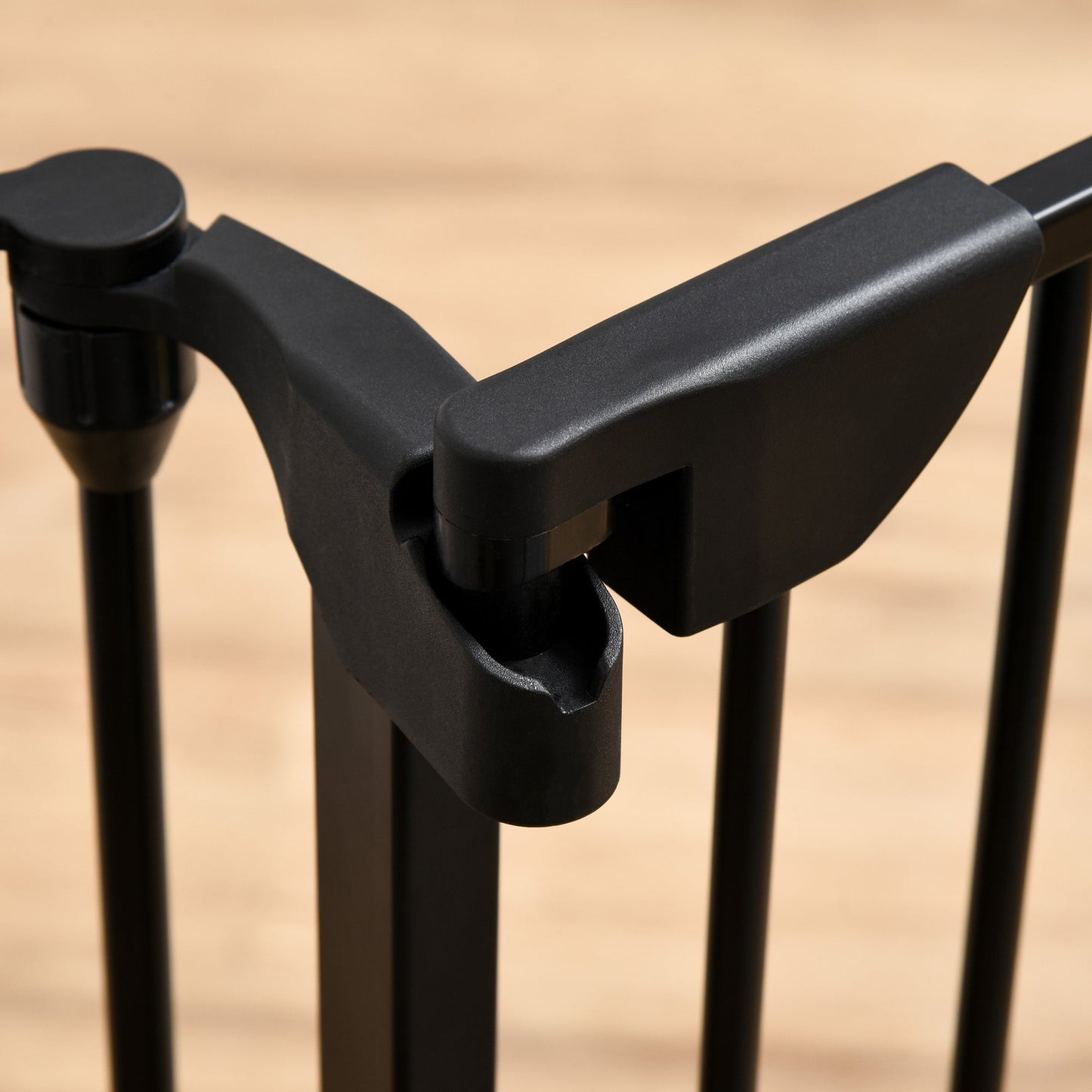 Pet Safety Gate, 5 Panels Playpen Fireplace, Metal Fence, Stair Barrier, Room Divider w/ Walk-Through Door - Black