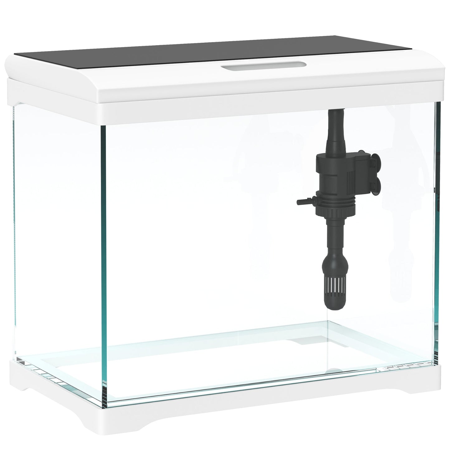 27L Fish Tank, Glass Aquarium with Filter System, LED Light, Water Pump, Fish Tank Starter Kits for Betta, Goldfish, Shrimps, White