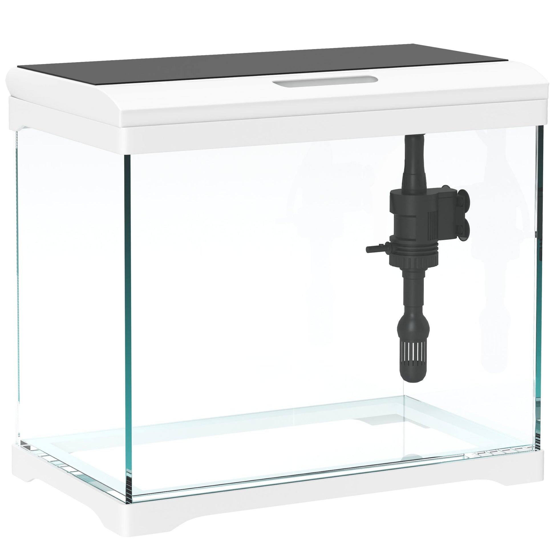 27L Fish Tank, Glass Aquarium with Filter System, LED Light, Water Pump, Fish Tank Starter Kits for Betta, Goldfish, Shrimps, White