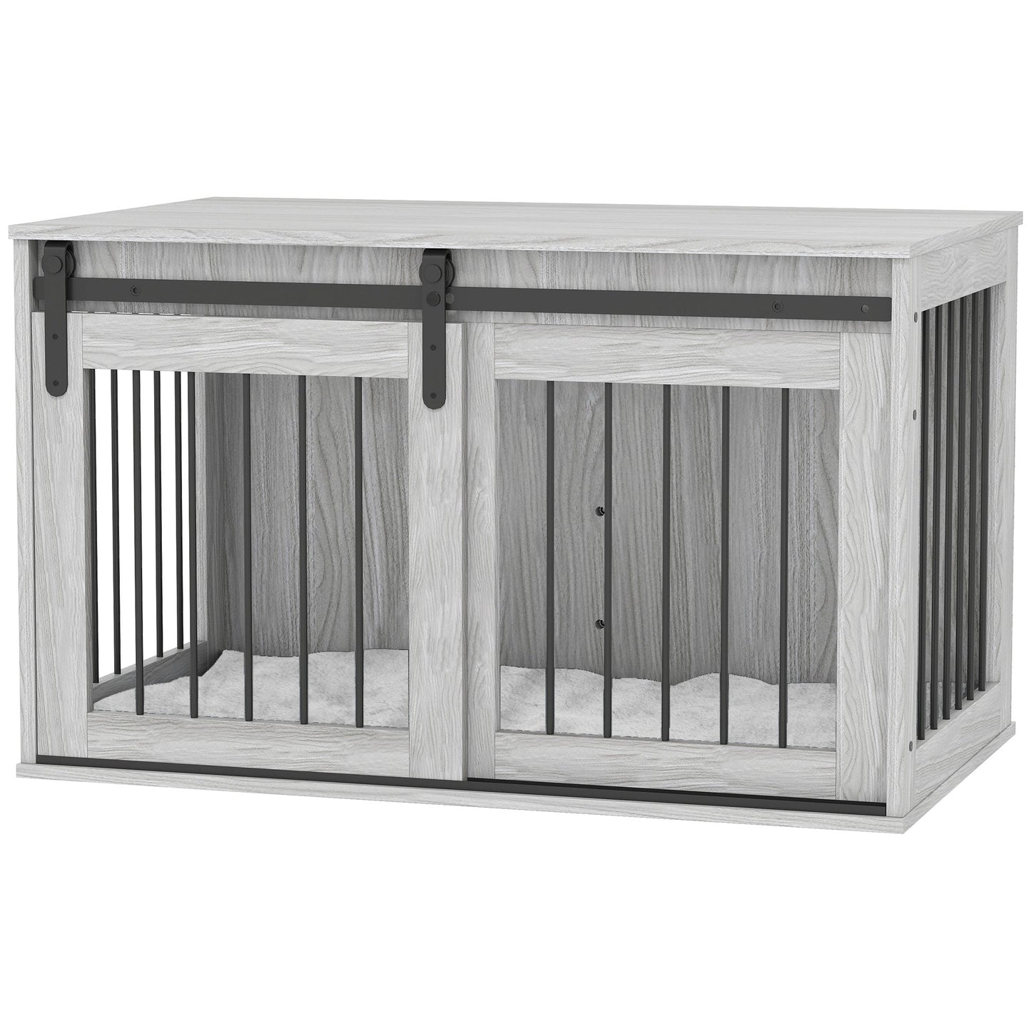 Dog Crate Furniture, Dog House Furniture Style for Large Breeds, Pet Kennel with Removable Cushion for Indoor Use, 98 x 58 x 61cm, Grey