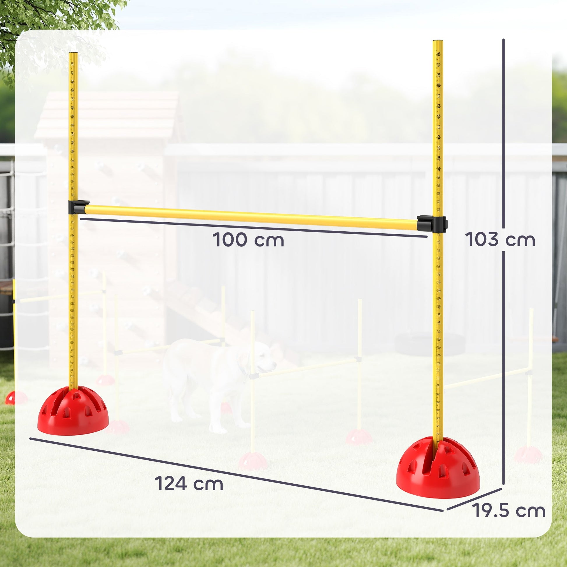 4 Piece Agility Training Equipment for Dogs with Height Adjustable Jump Hurdle, Bag, Portable, Easy Assemble Dog Outdoor Obstacle Course for Training