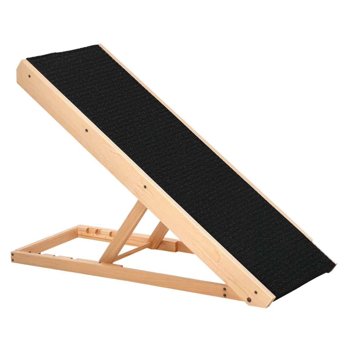 Dog Ramp, Foldable Pet Ramp with 4 Adjustable Heights, Non-Slip Finish for Medium and Large Pets, Wooden Dog Ladder for Sofa, Bed, Car, Black