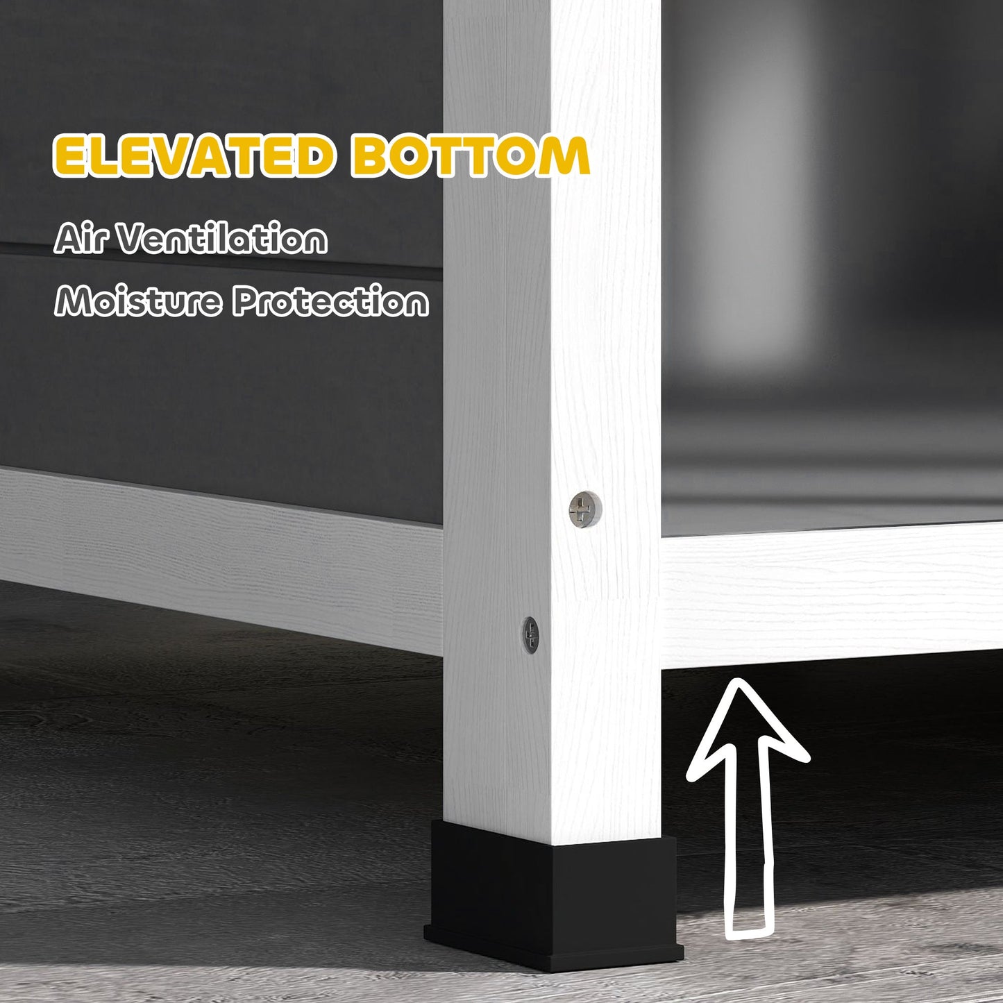 Wooden Dog Kennel, Elevated Dog House with Removable Floor, Asphalt and Openable Roof, Giant Window, Outdoor Pet House Shelter for Large Dogs, Charcoal Grey