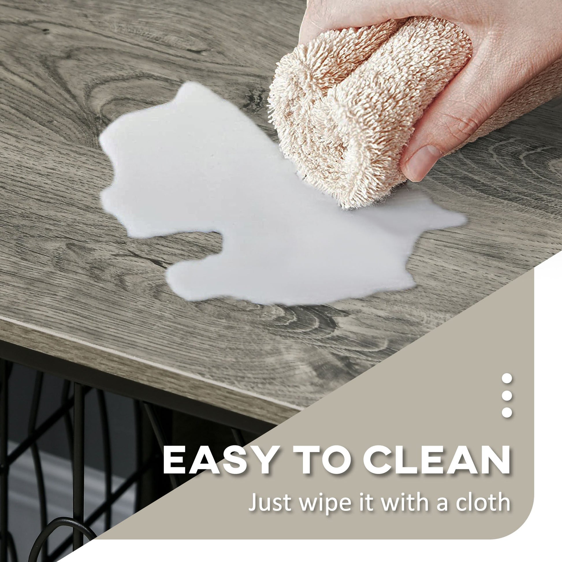 Dog Crate Furniture, Dog Cage End Table with Large Top, Soft Washable Cushion, Lockable Front Door, Wire Mesh Ventilation, Indoor Pet Crate for Large Sized, 100 x 60 x 74cm - Grey