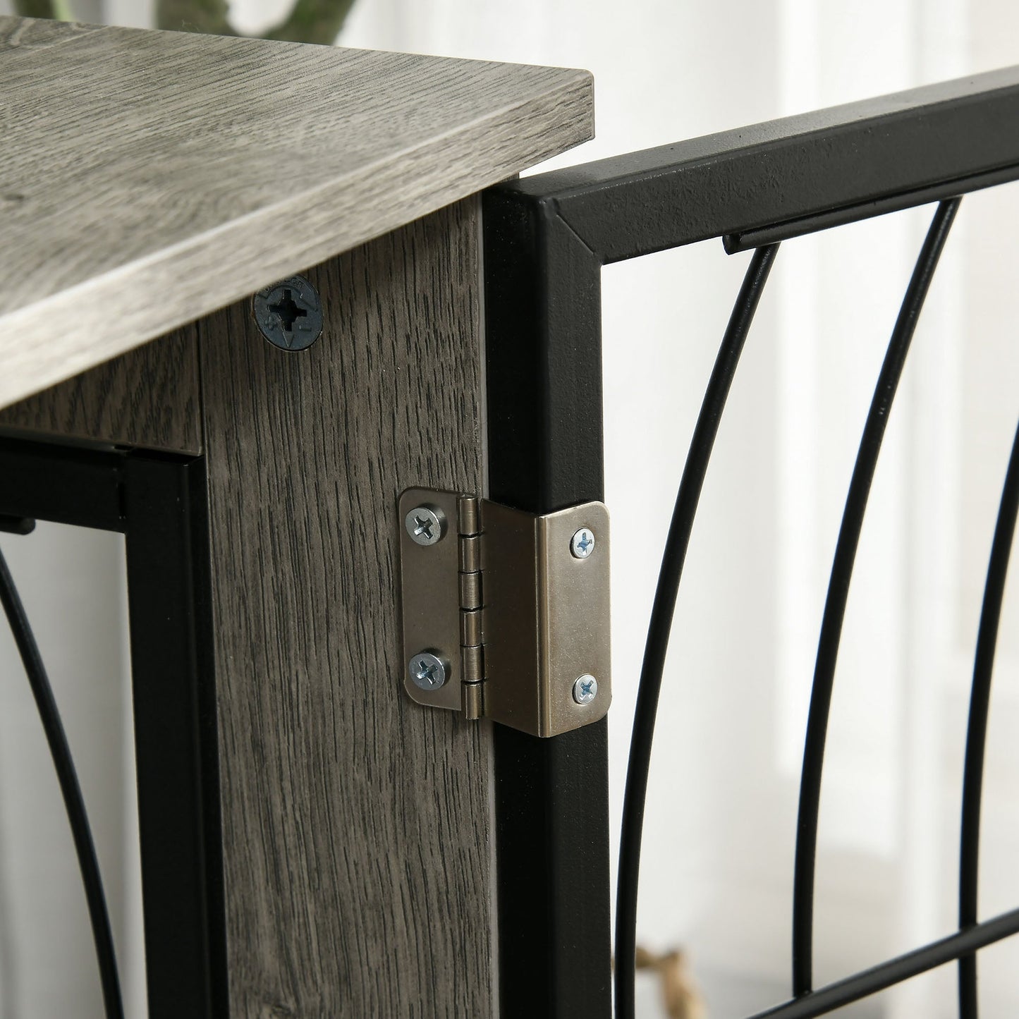 Dog Crate Furniture, Dog Cage End Table with Large Top, Soft Washable Cushion, Lockable Front Door, Wire Mesh Ventilation, Indoor Pet Crate for Large Sized, 100 x 60 x 74cm - Grey