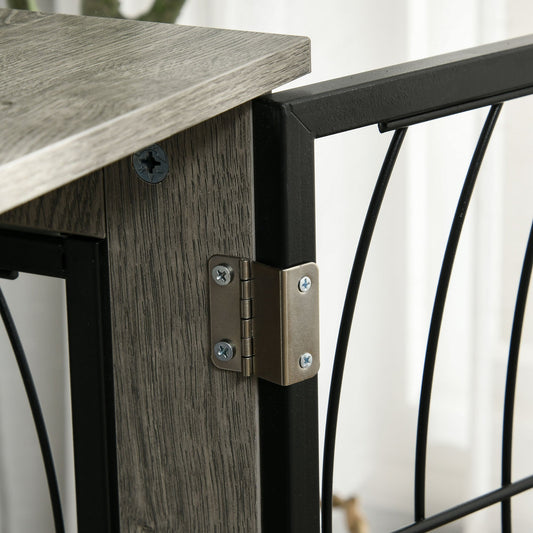 Dog Crate Furniture, Dog Cage End Table with Large Top, Soft Washable Cushion, Lockable Front Door, Wire Mesh Ventilation, Indoor Pet Crate for Large Sized, 100 x 60 x 74cm - Grey