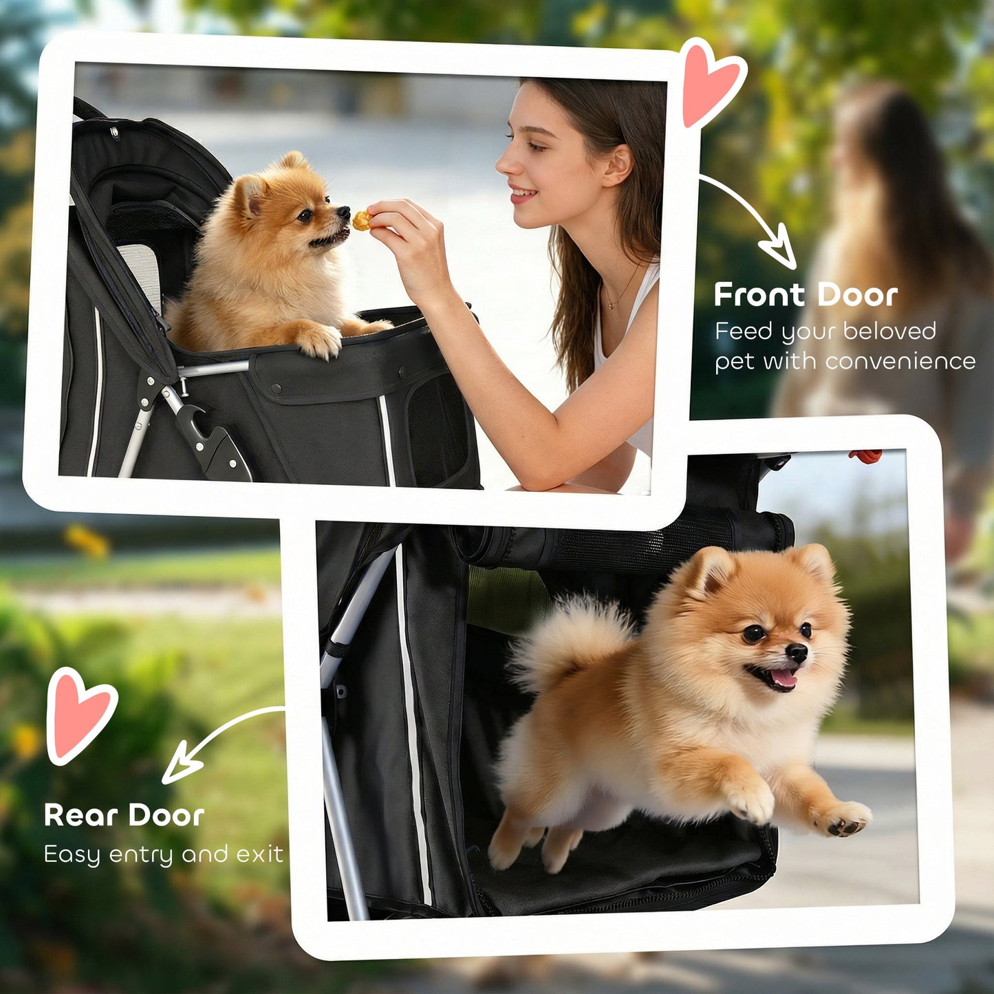 Dog Stroller, 3 Wheels Foldable Cat Dog Pram with Cup Holder, Storage Basket, Pet Stroller for Small Miniature Dogs, Black