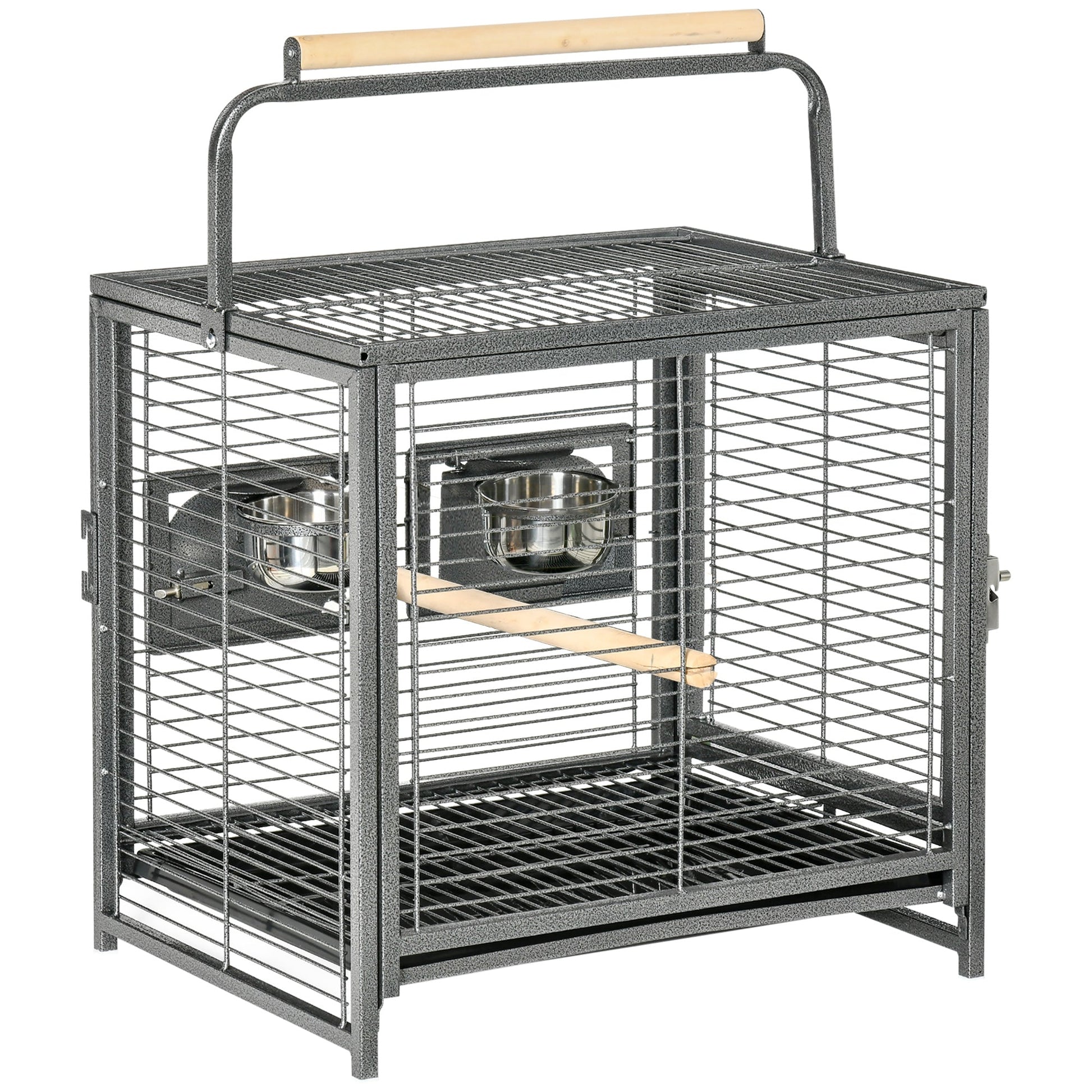 Bird Cage Budgie Cage for Budgie, Lovebirds, Green Cheek Canary, Parakeet, Cockatiel, Travel Breeding Cage w/ Wooden Perch Handle, 48 x 38 x 65 cm