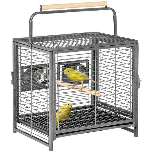 Bird Cage Budgie Cage for Budgie, Lovebirds, Green Cheek Canary, Parakeet, Cockatiel, Travel Breeding Cage w/ Wooden Perch Handle, 48 x 38 x 65 cm