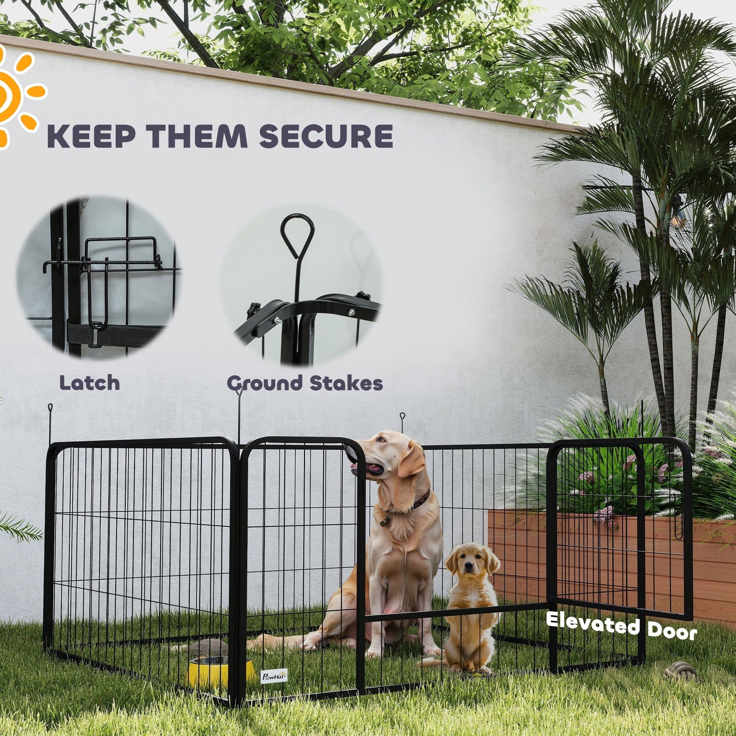 Whelping Box for Dogs and Puppies, 4 Panel Whelping Pen with Washable Whelping Pad, Wind-Resistant Cloth, Lockable Door, Dog Playpen for Small and Medium Breeds, 122 x 122 x 60cm