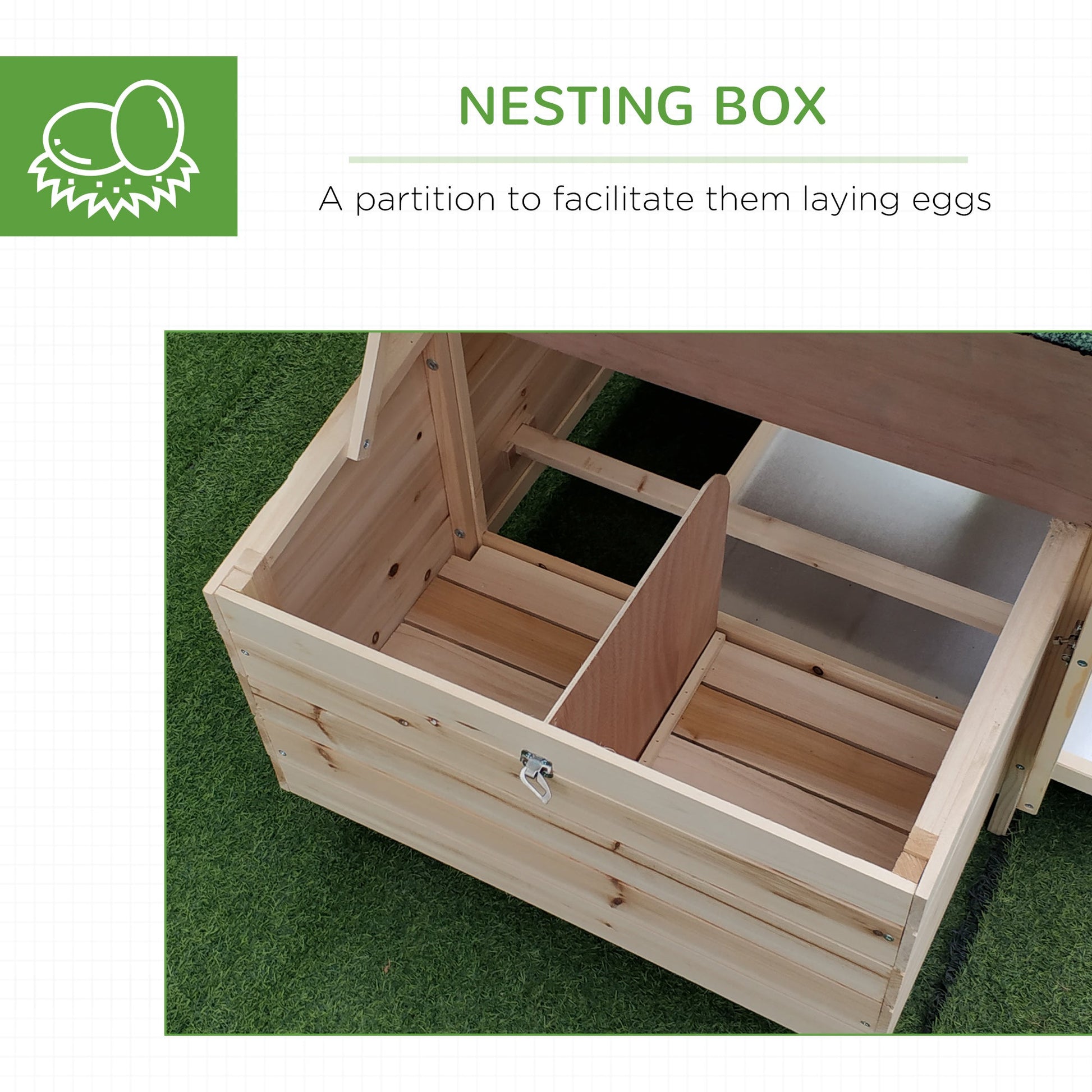 Chicken Coop with Chicken Run, Outdoor Hen House Poultry Cage with Nesting Box, Openable Top, 196 x 76 x 97cm, Natural