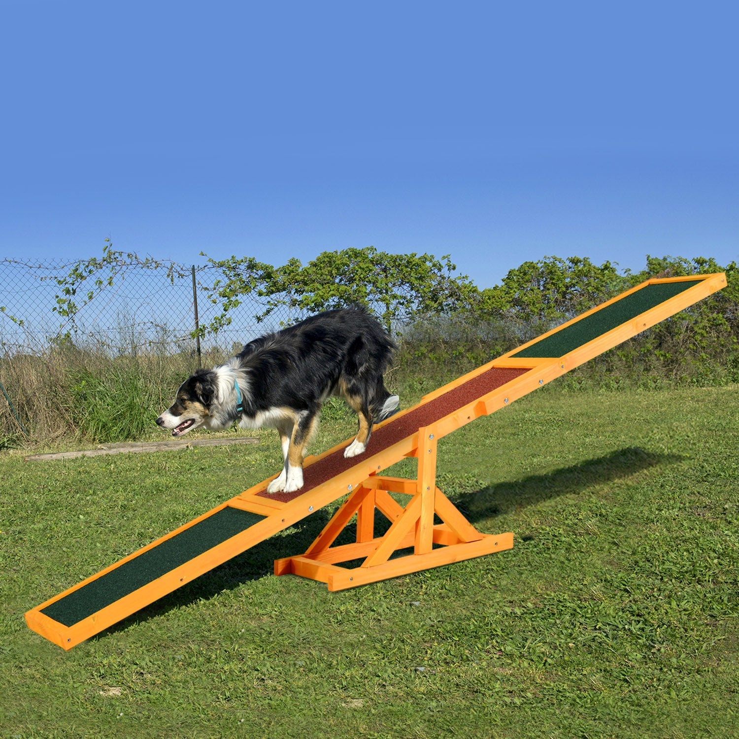 Wooden Pet Seesaw for Big Dogs, Agility Training Equipment for Dogs with Anti-Slip surface, 180 x 30 x 30cm - Natural