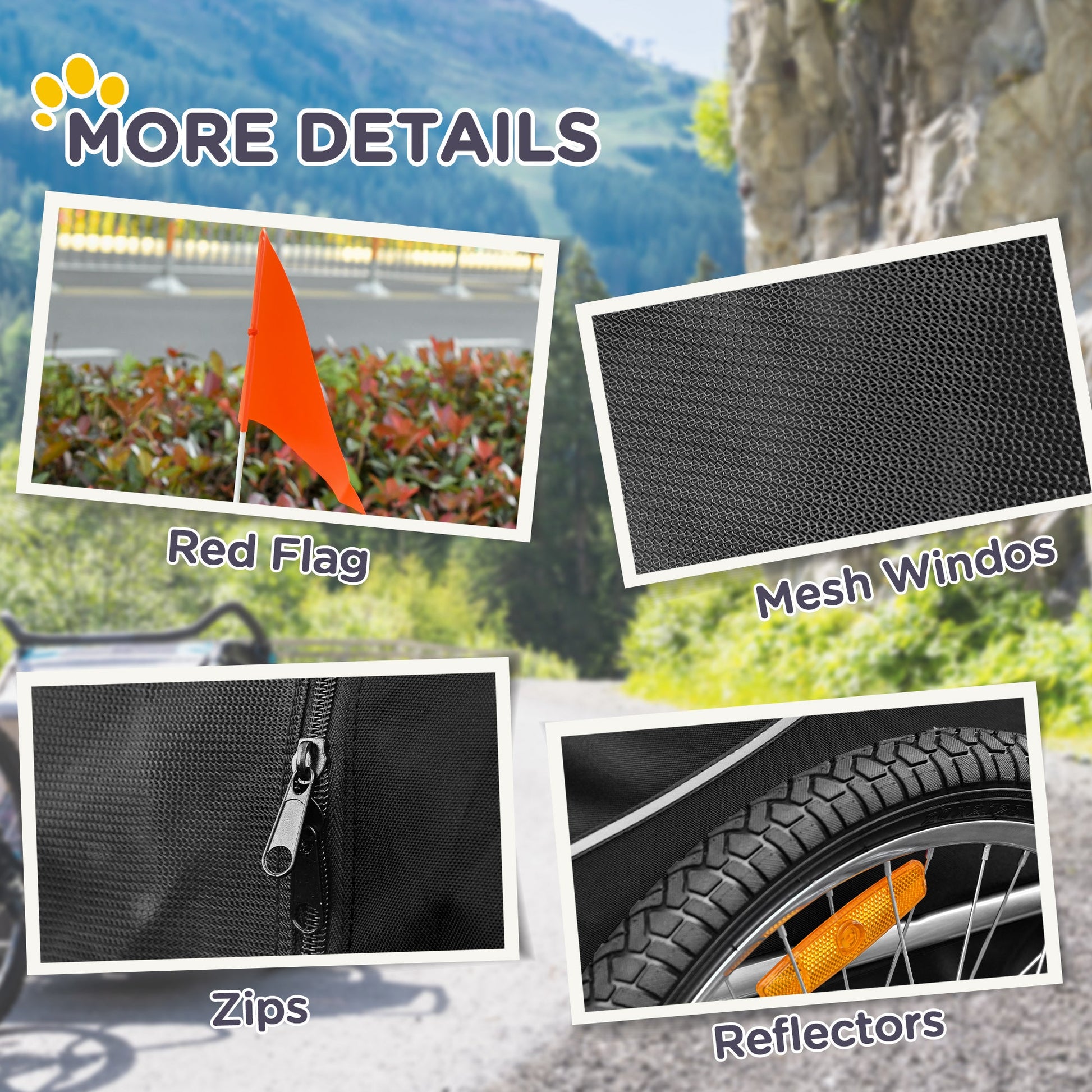 Steel Dog Bike Trailer Pet Cart Carrier for Bicycle Kit Water Resistant with Hitch Coupler Travel White and Black