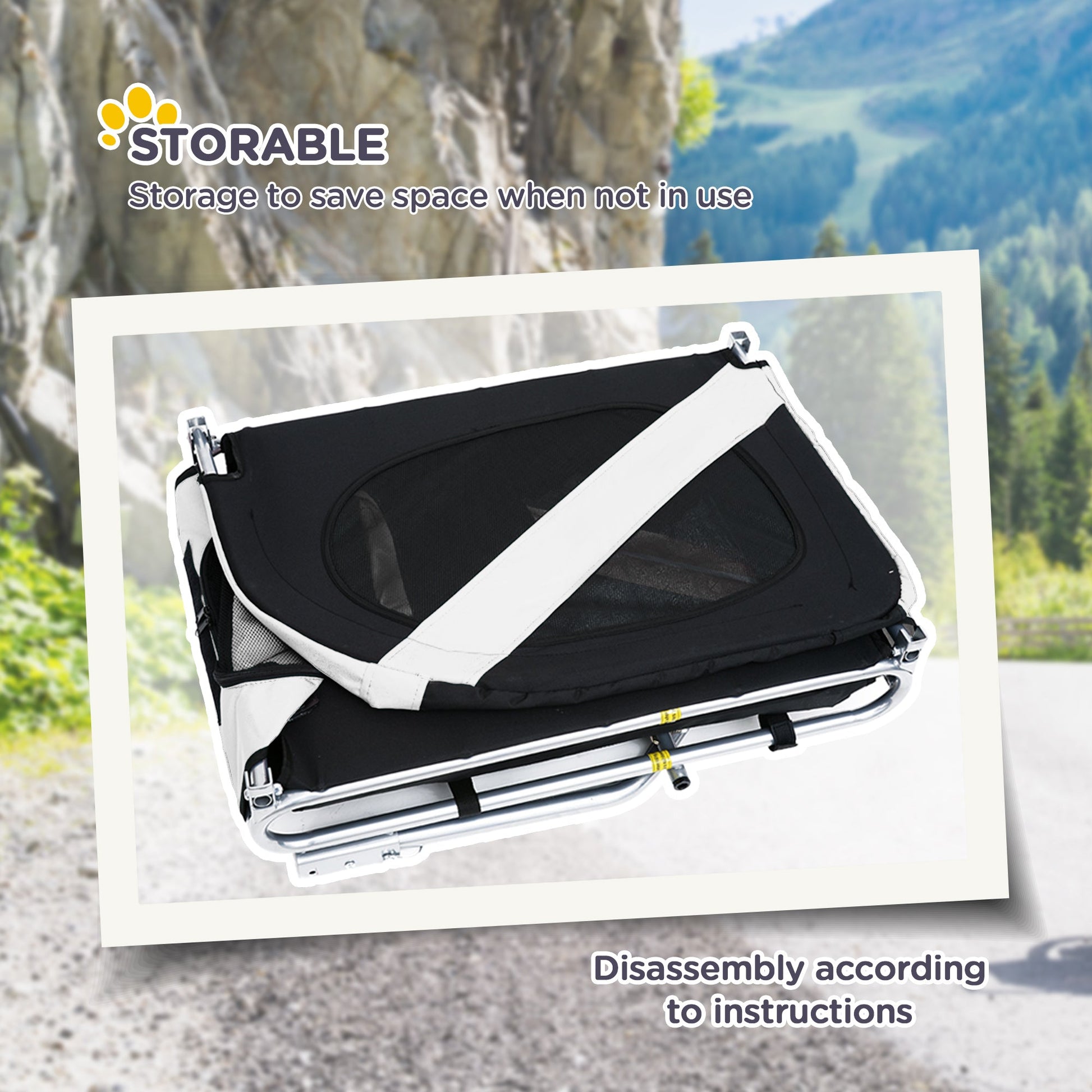 Steel Dog Bike Trailer Pet Cart Carrier for Bicycle Kit Water Resistant with Hitch Coupler Travel White and Black