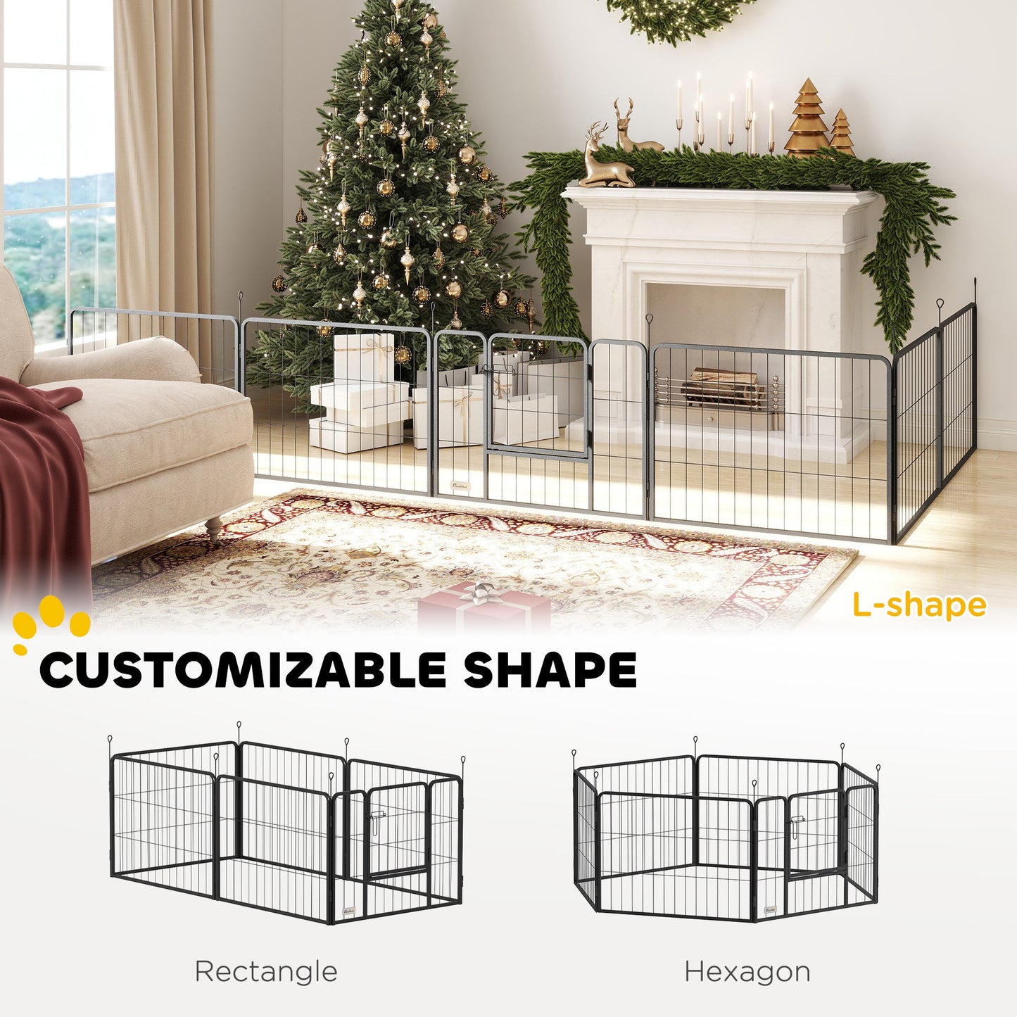 Dog Pen 6 Panels Puppy Pen Heavy Duty Pet Playpen for Indoor Outdoor for Dogs, Rabbits, Ducks 60cm High