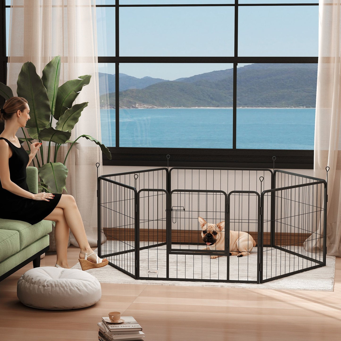 Dog Pen 6 Panels Puppy Pen Heavy Duty Pet Playpen for Indoor Outdoor for Dogs, Rabbits, Ducks 60cm High