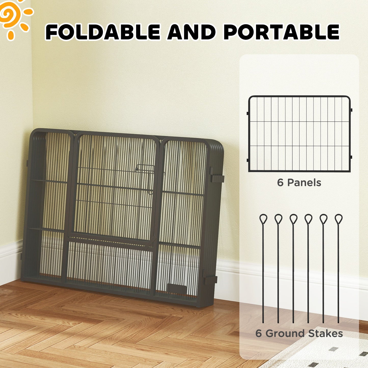 Dog Pen 6 Panels Puppy Pen Heavy Duty Pet Playpen for Indoor Outdoor for Dogs, Rabbits, Ducks 60cm High