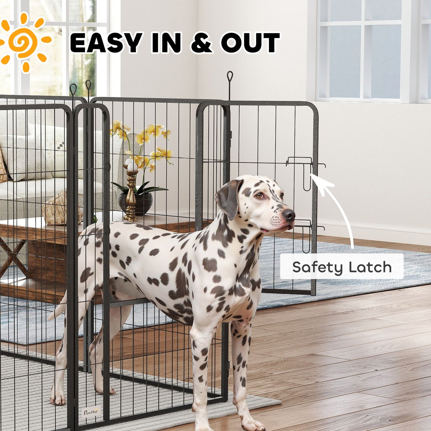 Dog Pen, 8 Panel Puppy Pen, Steel Dog Playpen, for Large Breeds, 100cm Tall, Black