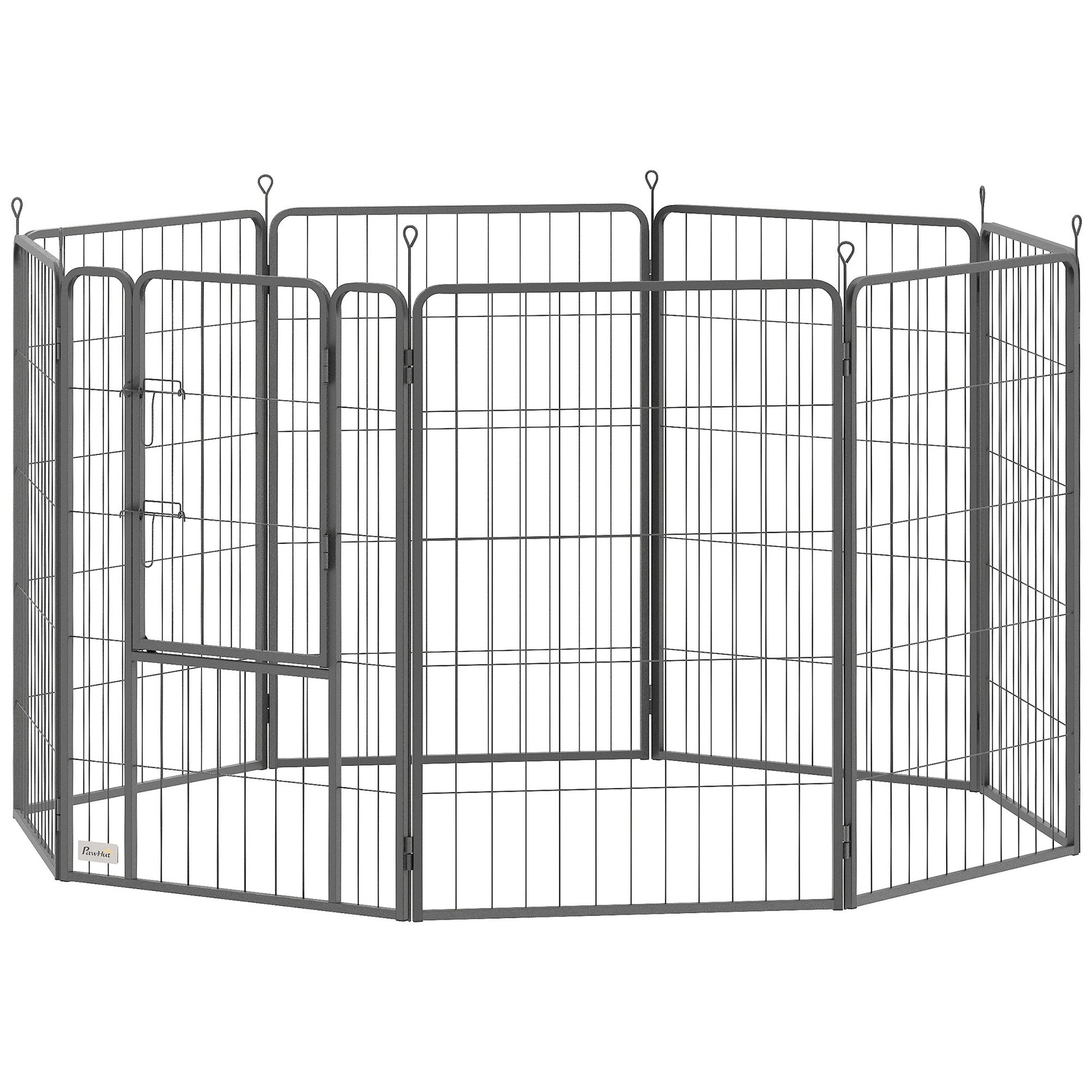 Dog Pen, 8 Panel Puppy Pen, Steel Dog Playpen, for Large Breeds, 100cm Tall, Black