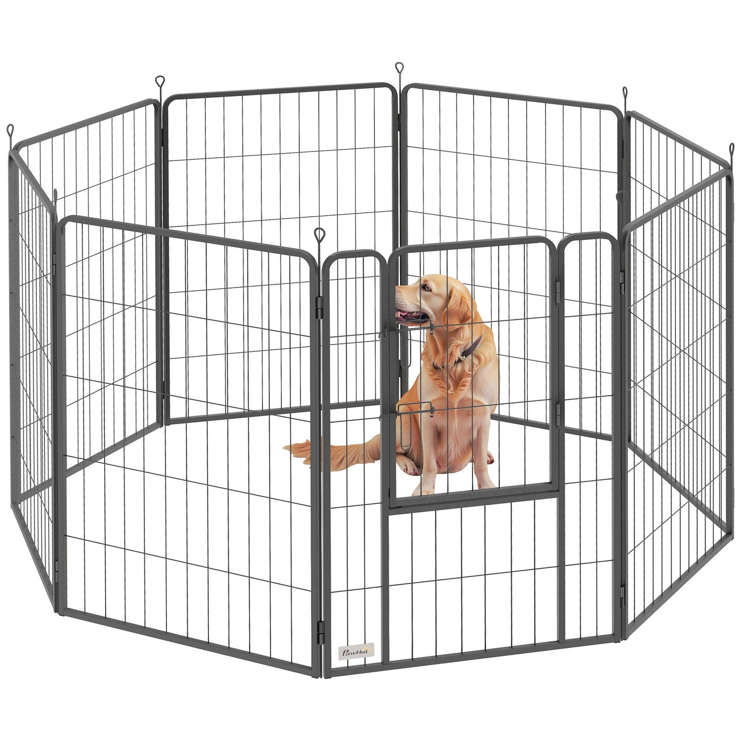 Dog Pen, 8 Panel Puppy Pen, Steel Dog Playpen, for Large Breeds, 100cm Tall, Black