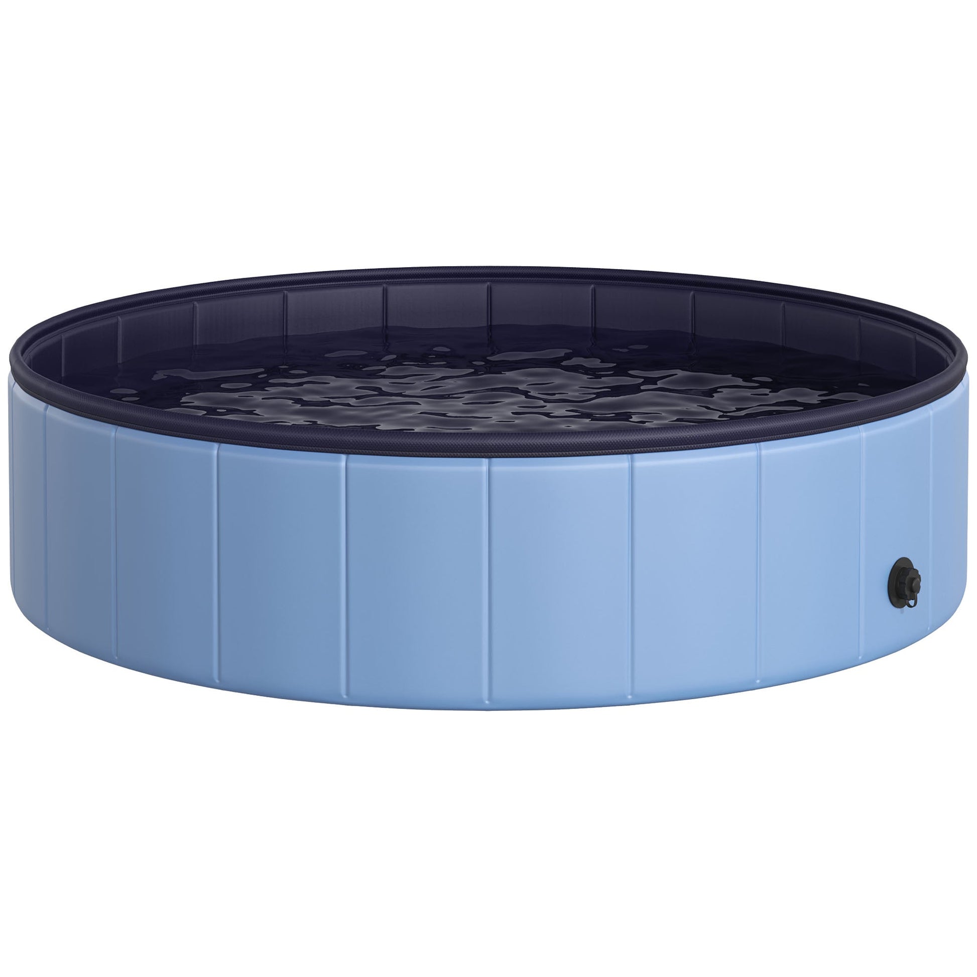 Dog Paddling Pool, Foldable Dog Pool, Leakproof & Hard Plastic, Portable Pet Bathtub with Non-Slip Base & Drainage Hole, for Indoors, Outdoors, Garden, Patio, 120 x 30 cm, Blue